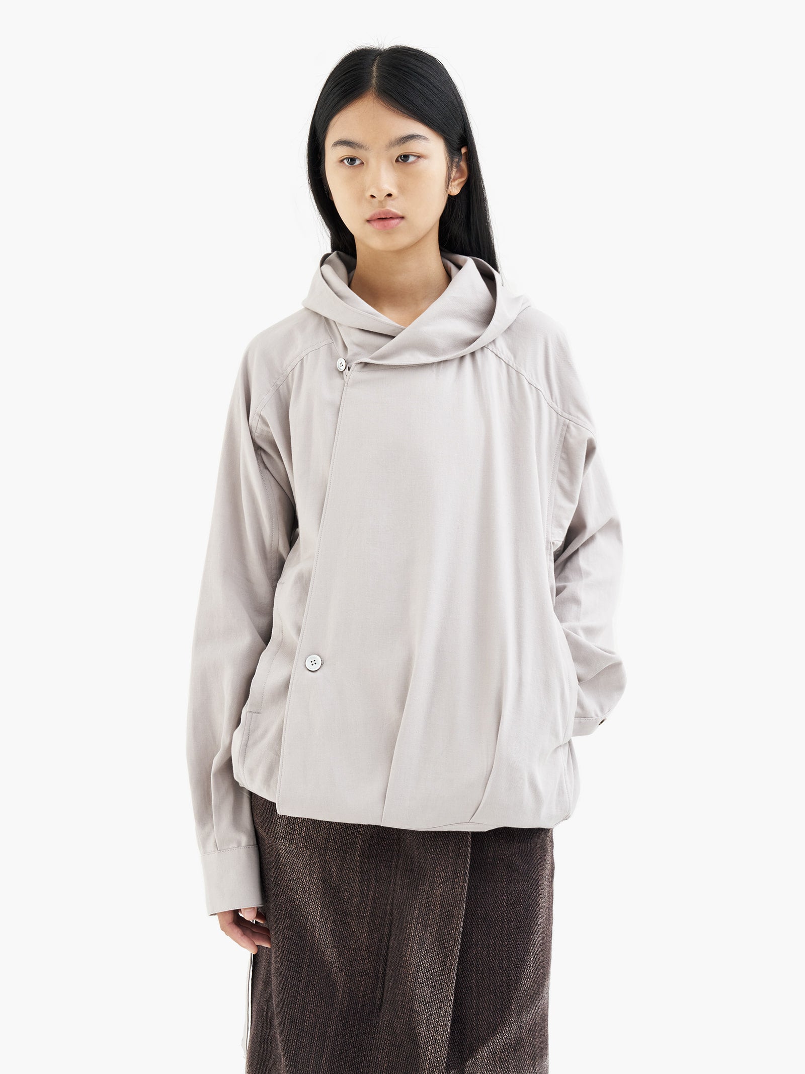 Jiyong Kim - Draped Wrap Hood Jacket (Off-White) product image 6 | TRAB K-Fashion Australia
