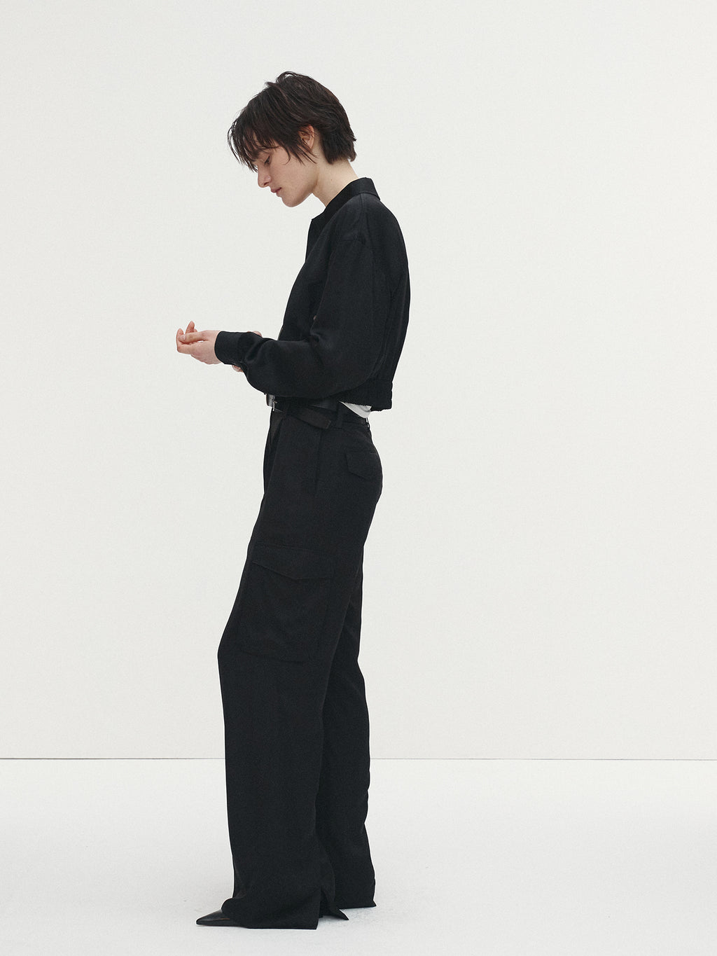 Tonywack - Satin Cropped Blouson Jacket (Black) product image 4 | TRAB K-Fashion Australia
