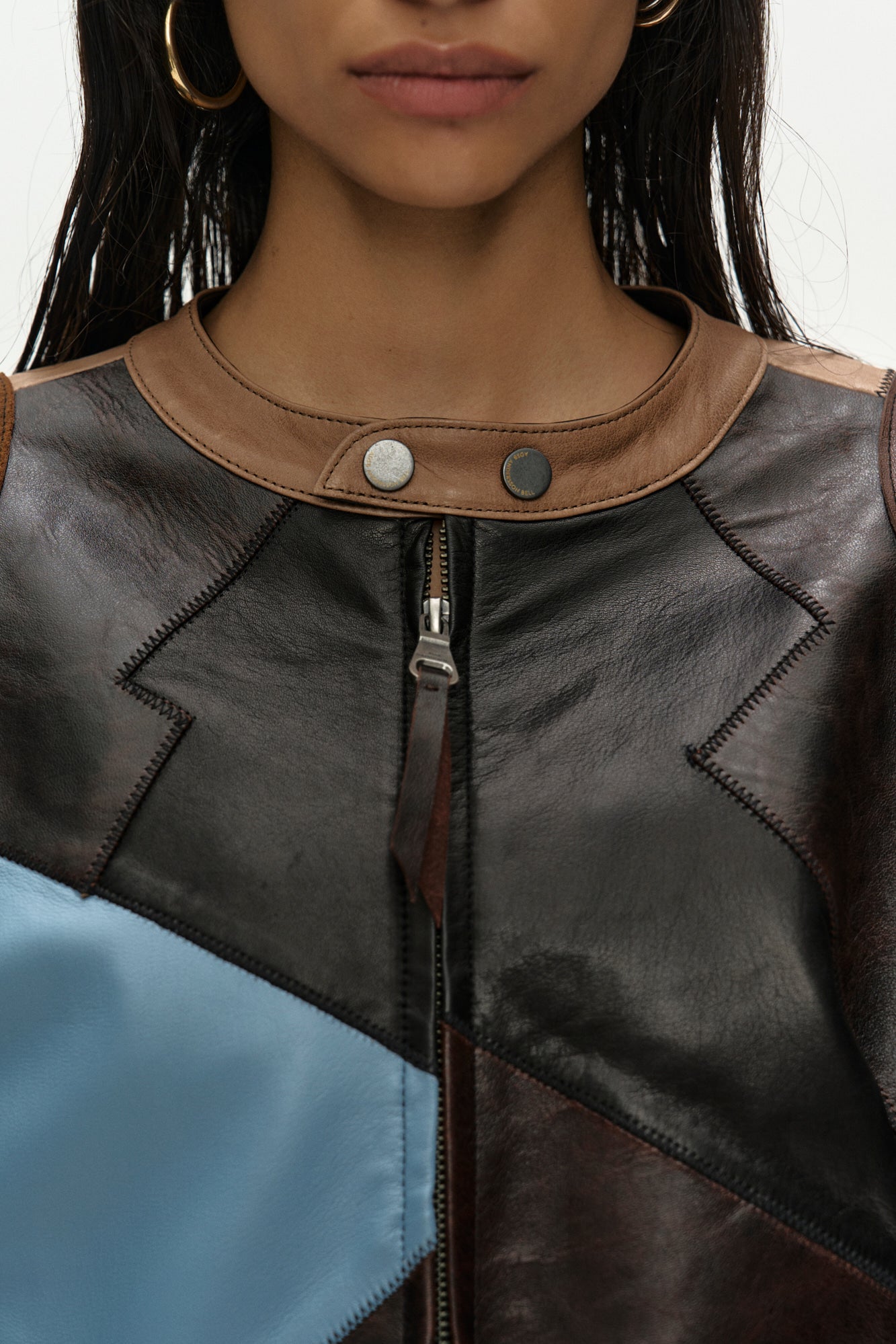 Andersson Bell - Leather Patchwork Biker Jacket (Dark Brown) product image 5 | TRAB K-Fashion Australia