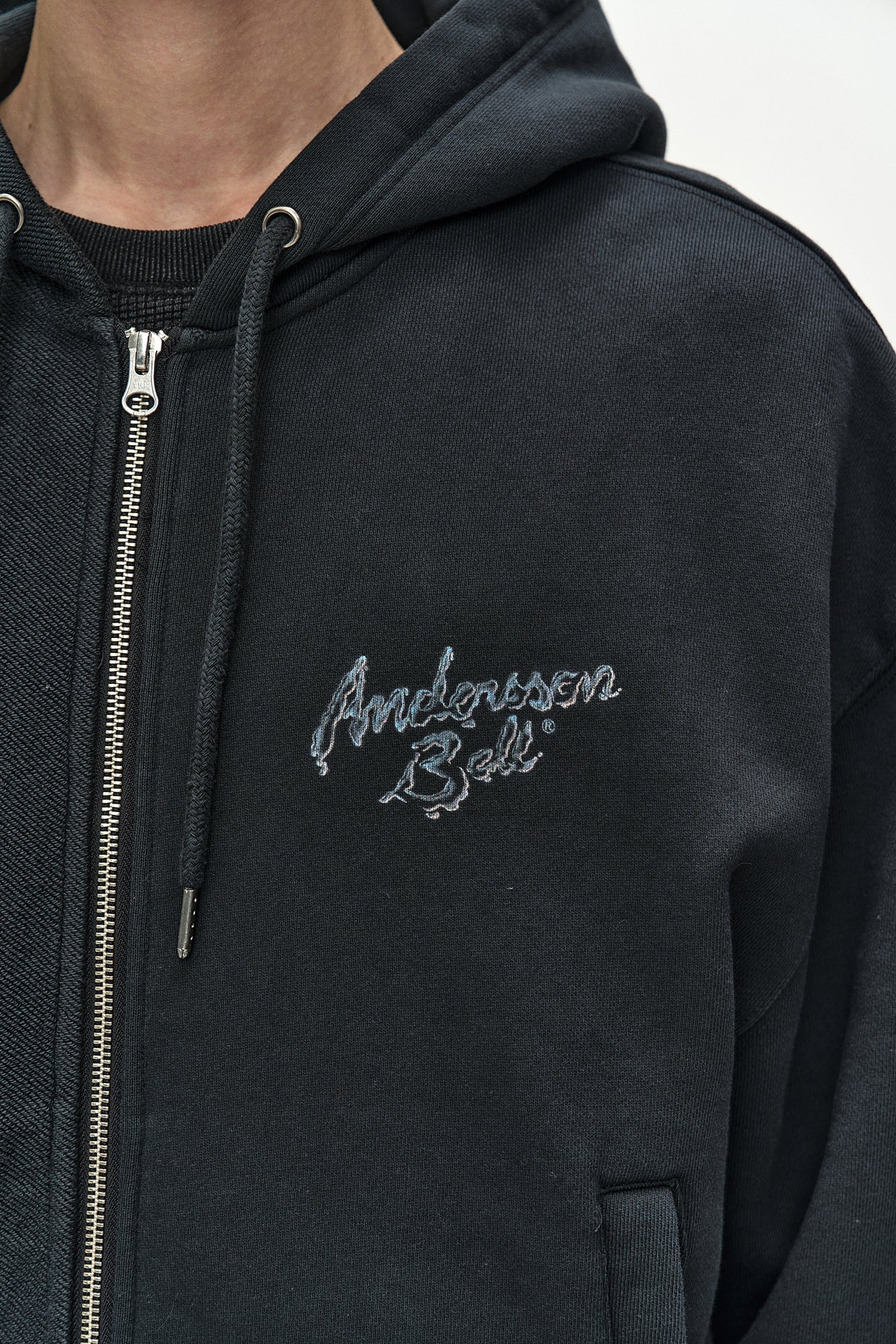Andersson Bell - (essential) Unisex Patchwork Liquid Logo Hood Zip-Up (charcoal) (Charcoal) product image 8 | TRAB K-Fashion Australia