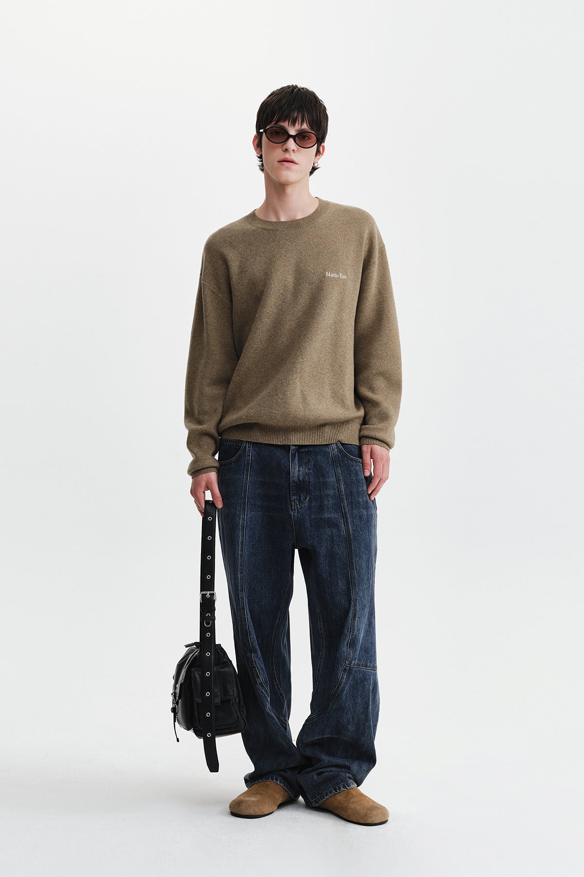 Matin Kim - Calligraphy Back Logo Knit Pullover (Khaki) product image 10 | TRAB K-Fashion Australia