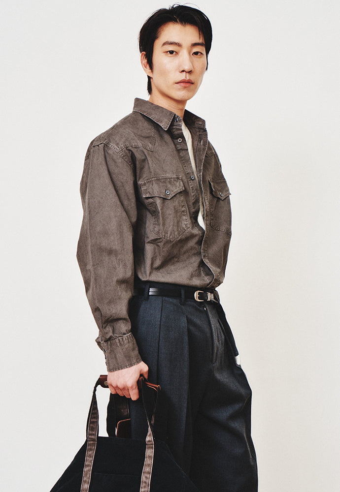 Art if acts - Washed Western Shirt (Moss Grey) product image 5 | TRAB K-Fashion Australia