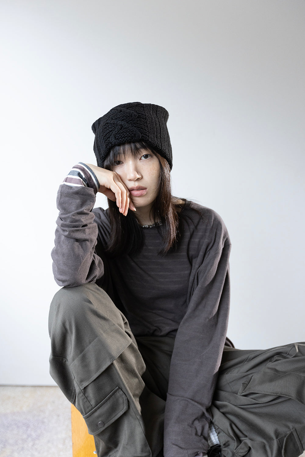 Hatchingroom - Jacquard Big Beanie (Black) product image 9 | TRAB K-Fashion Australia
