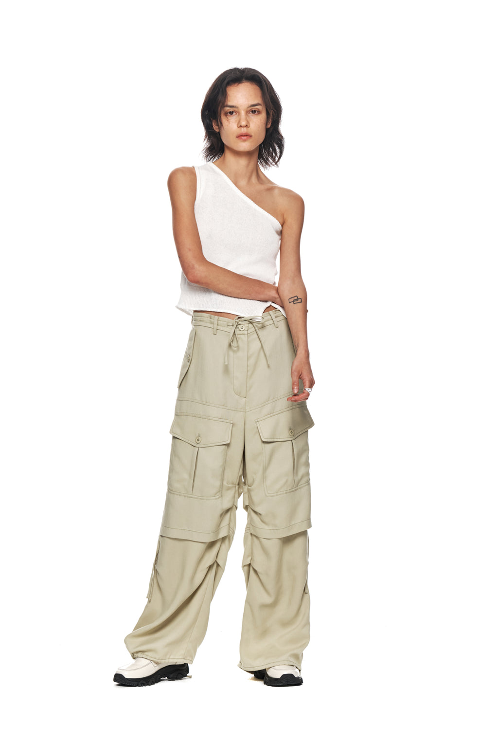 Matin Kim - Rayon String Cargo Pants (Light Khaki) product image 9 | TRAB K-Fashion Australia