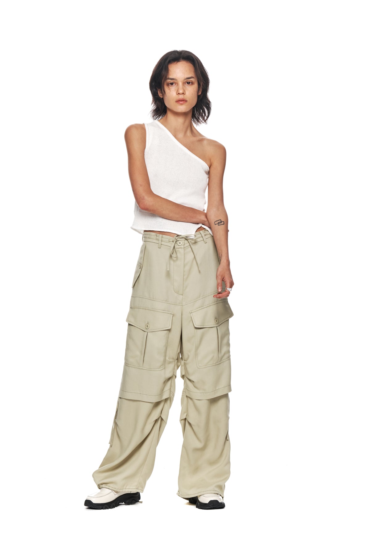 Matin Kim - Rayon String Cargo Pants (Light Khaki) product image 9 | TRAB K-Fashion Australia