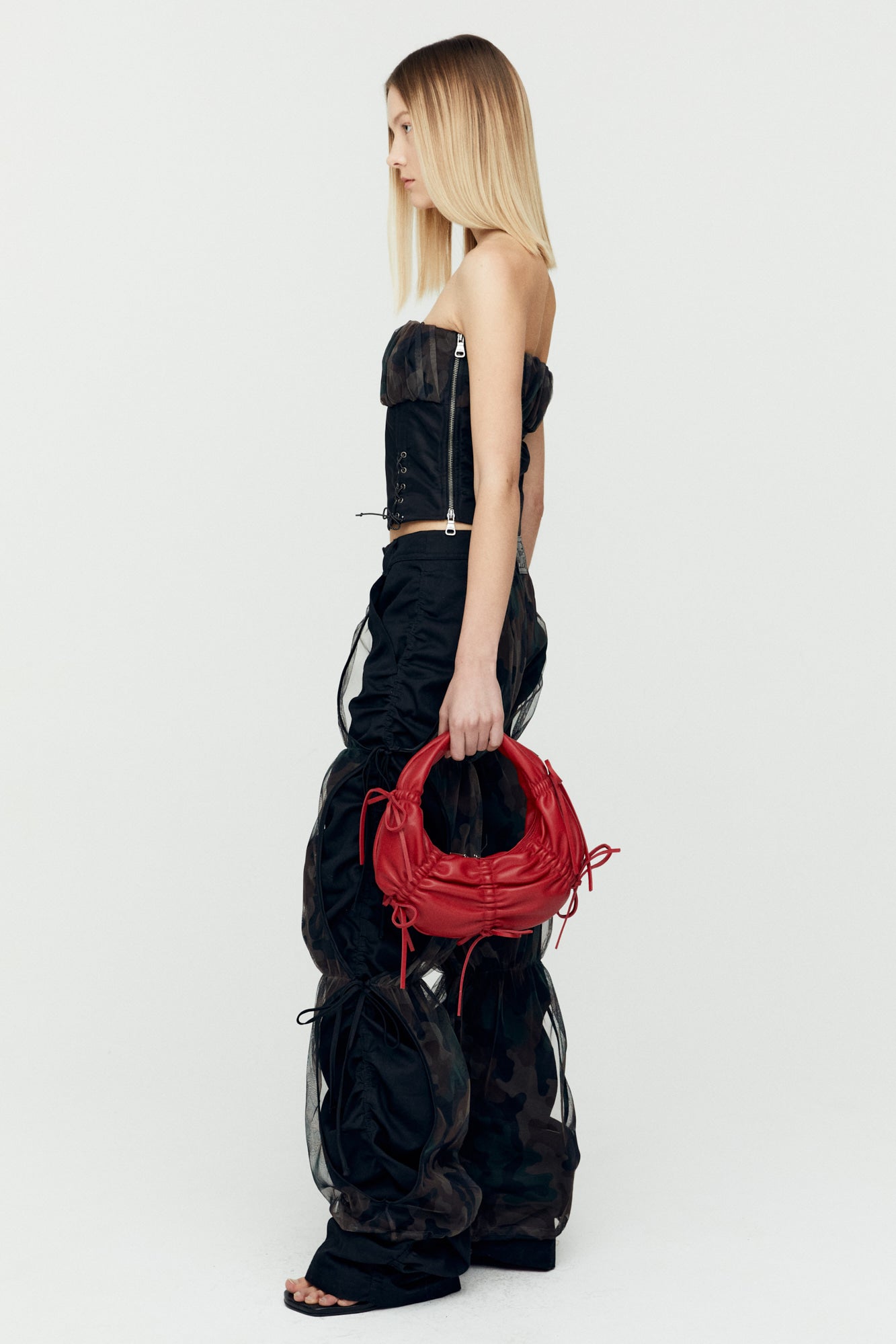 Andersson Bell - Isla Shirred Crop Bustier (Black) product image 3 | TRAB K-Fashion Australia
