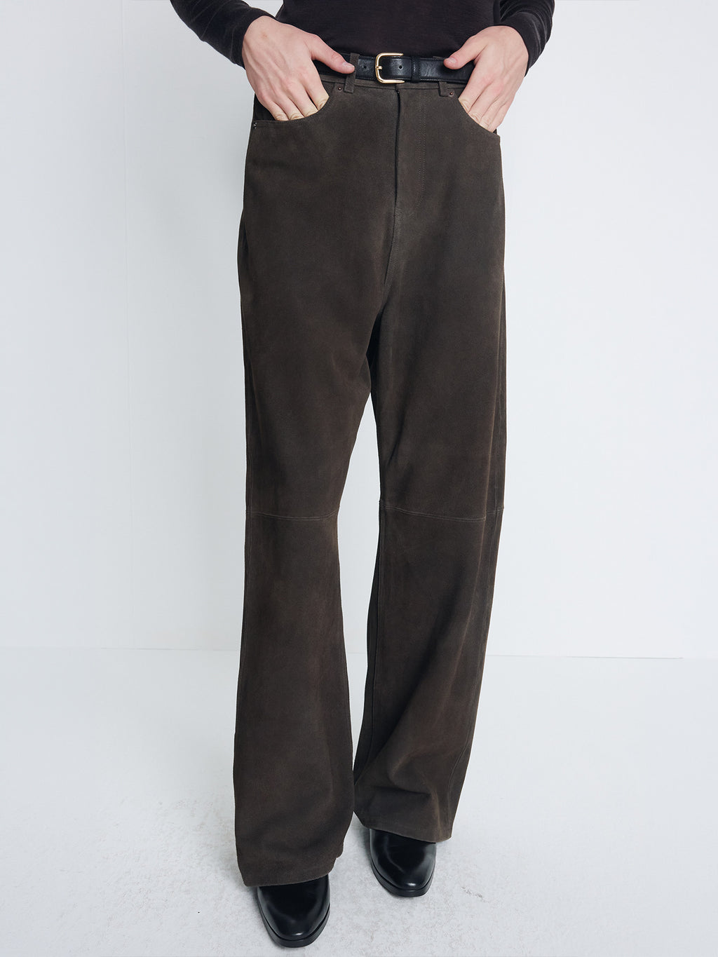 Tonywack - Wide-Leg Split Suede Pants (Mocha Brown) product image 1 | TRAB K-Fashion Australia