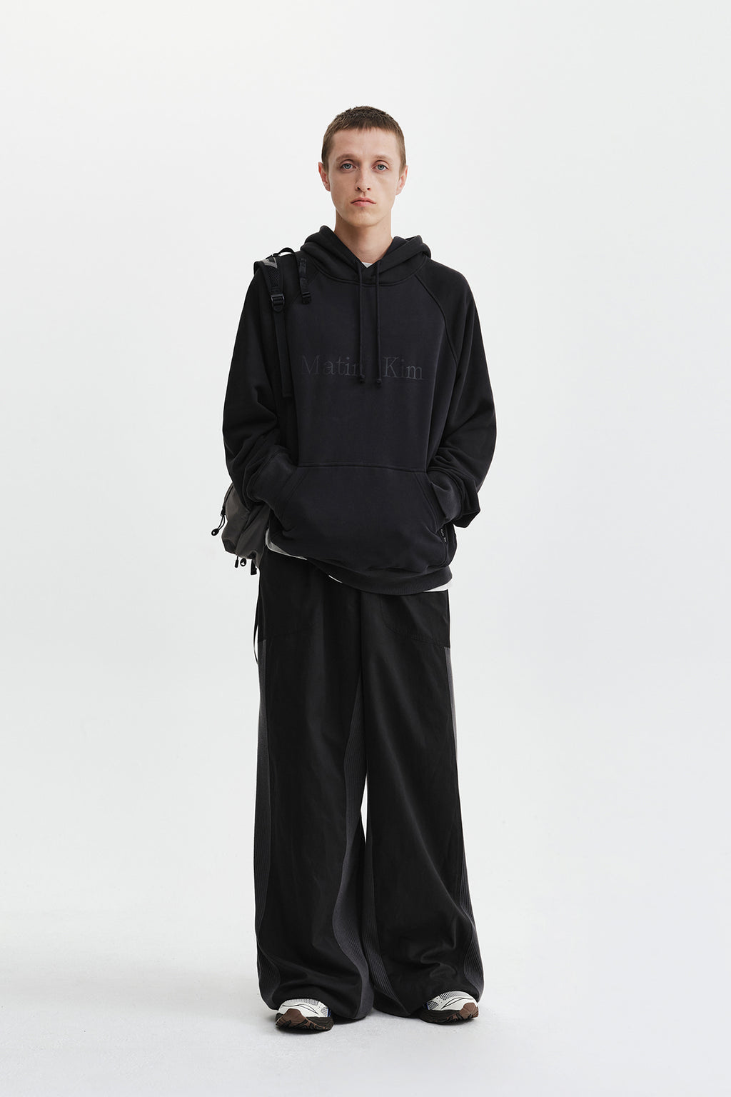 Matin Kim - Waffle Color Block Track Pants (Black) product image 10 | TRAB K-Fashion Australia
