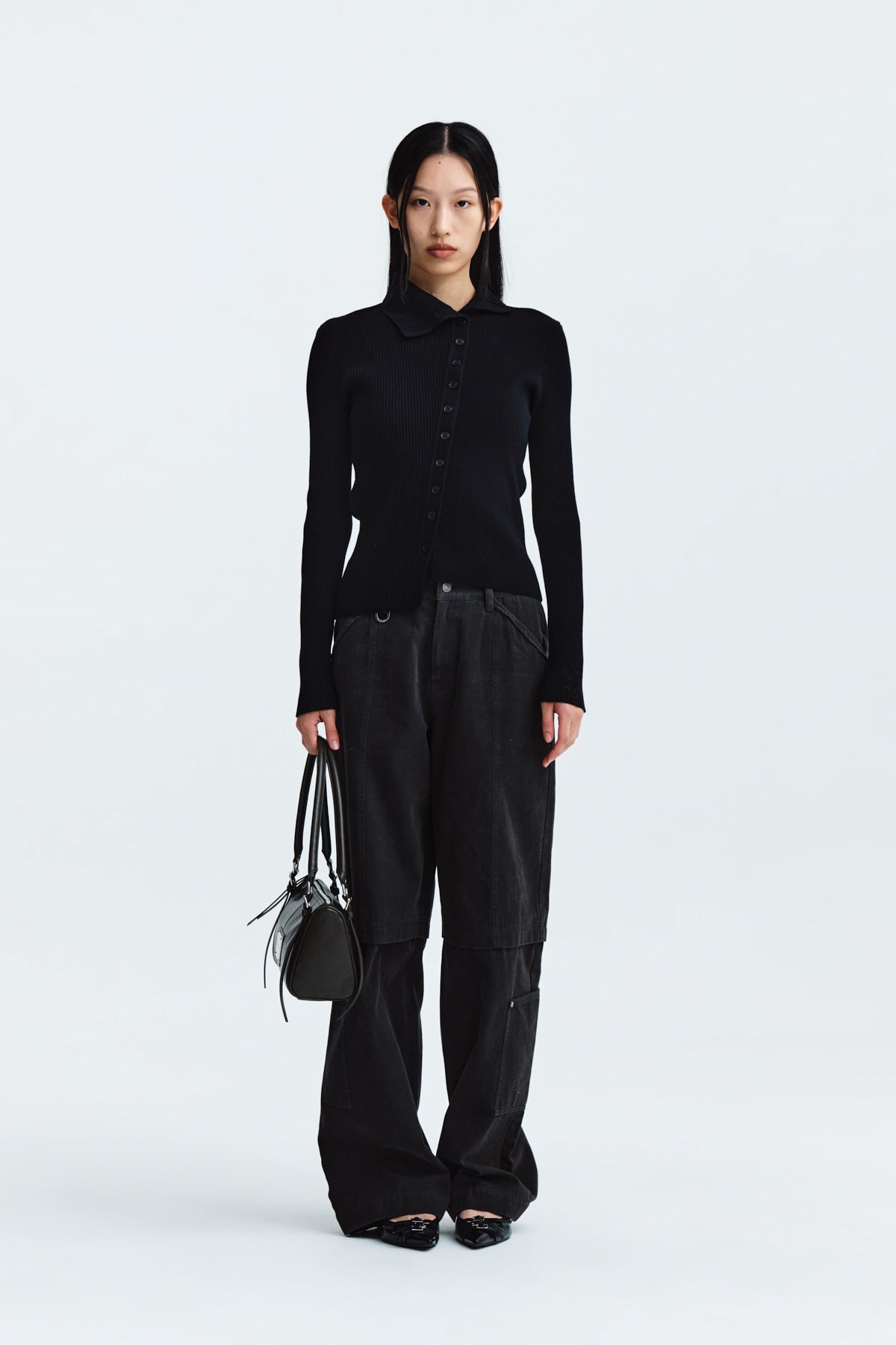 Matin Kim - Patch Pocket Washed Cargo Pants (Dark Khaki) product image 5 | TRAB K-Fashion Australia