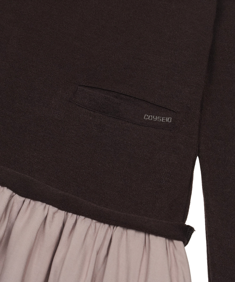 Coyseio - Layered Shirt Cardigan Shirring Dress (Dark Brown) product image 12 | TRAB K-Fashion Australia