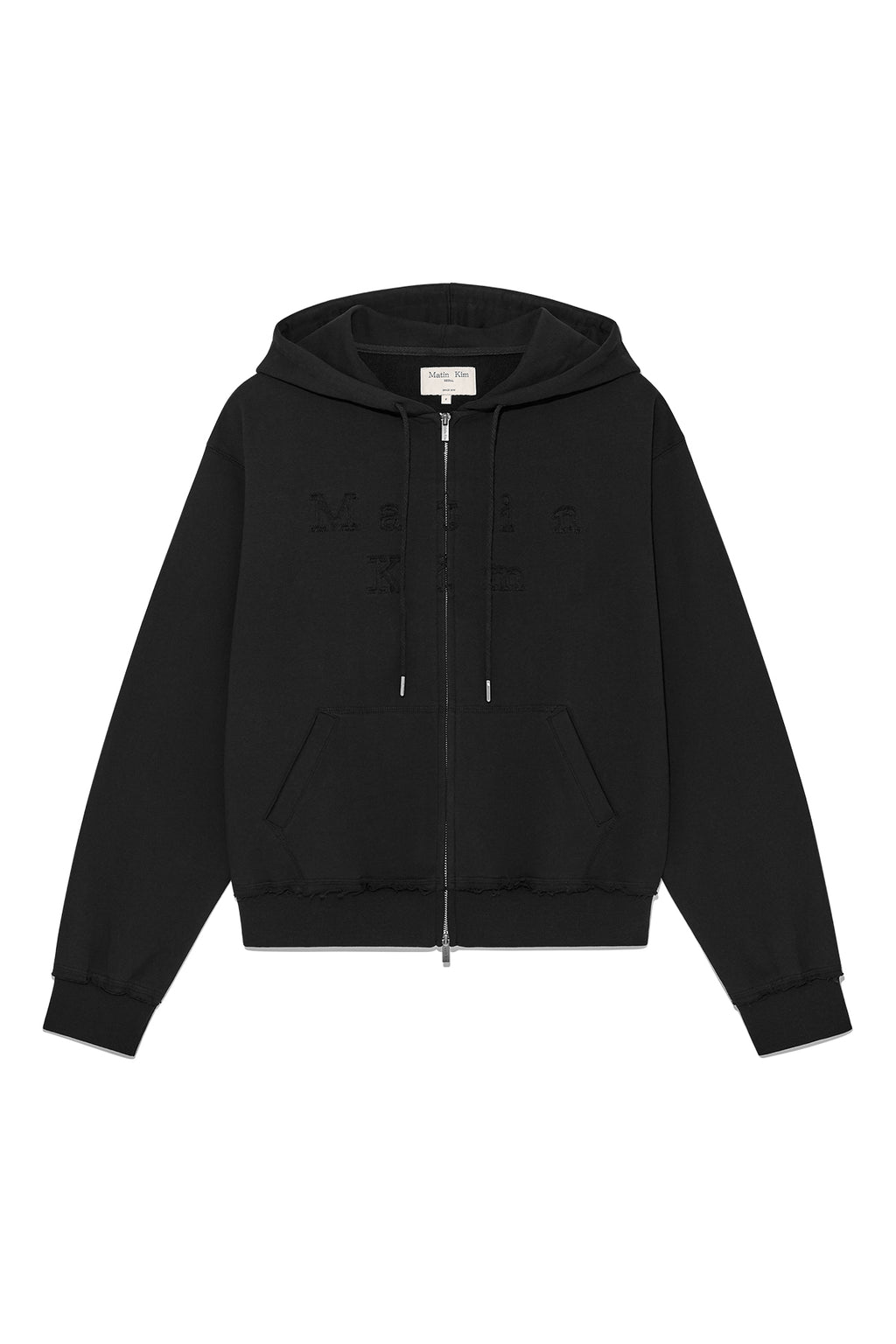 Matin Kim - Applique Cutted Logo Hoody Zip Up (Black) product image 1 | TRAB K-Fashion Australia