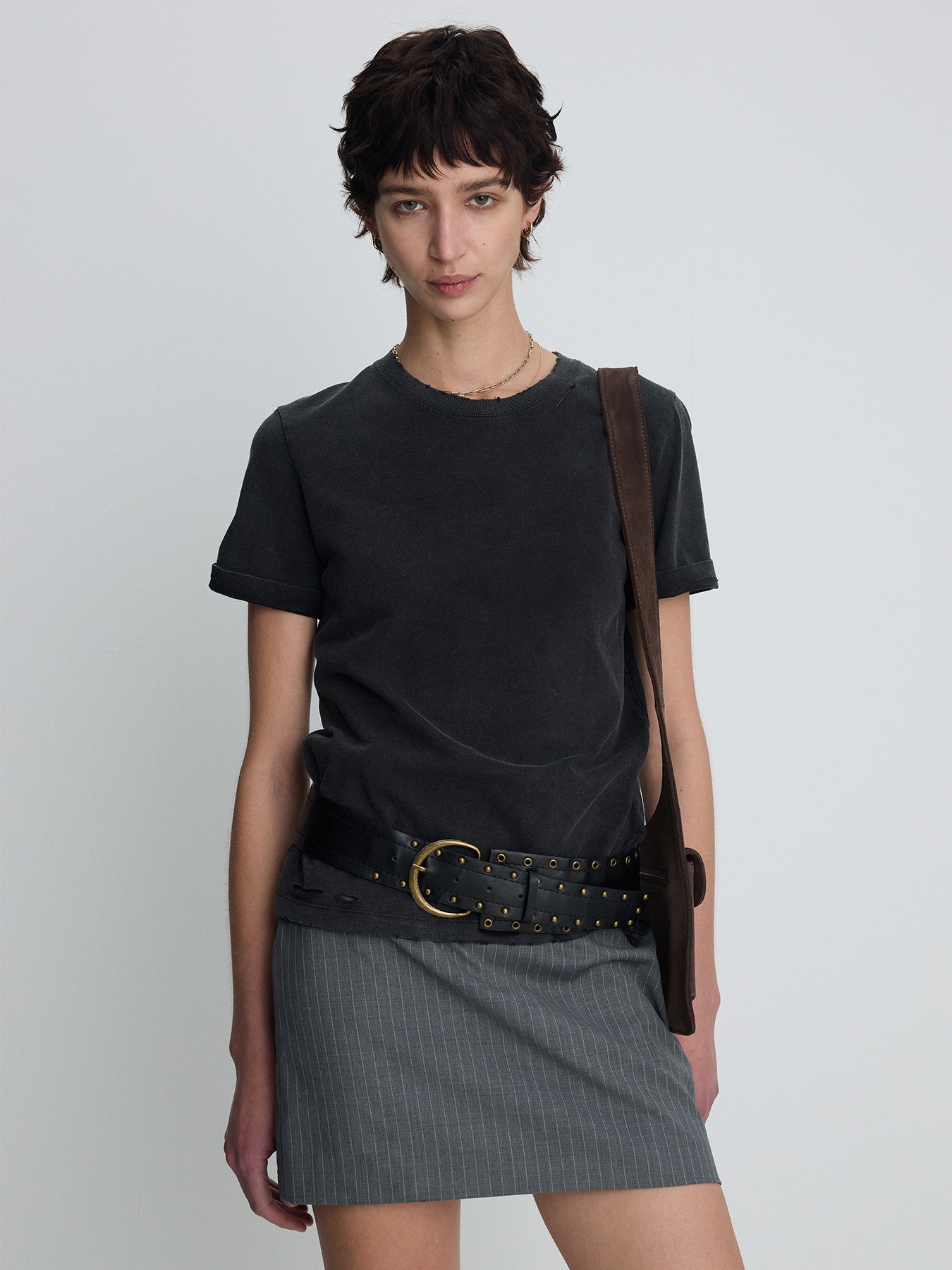 Tonywack - Wool Pin Striped Mini Skirt (Grey Pinstripe) product image 3 | TRAB K-Fashion Australia
