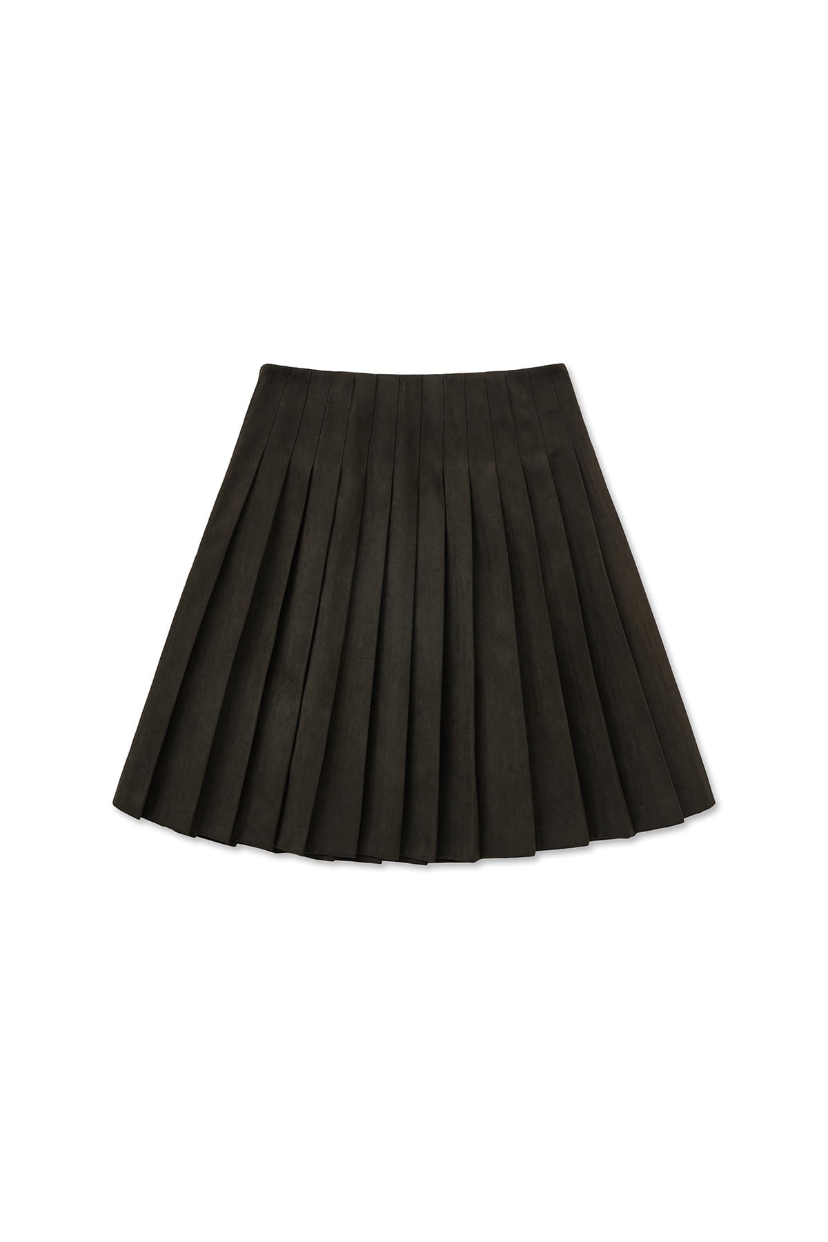 Matin Kim - Side Zipper Pleats Midi Skirt (Dark Brown) product image 2 | TRAB K-Fashion Australia
