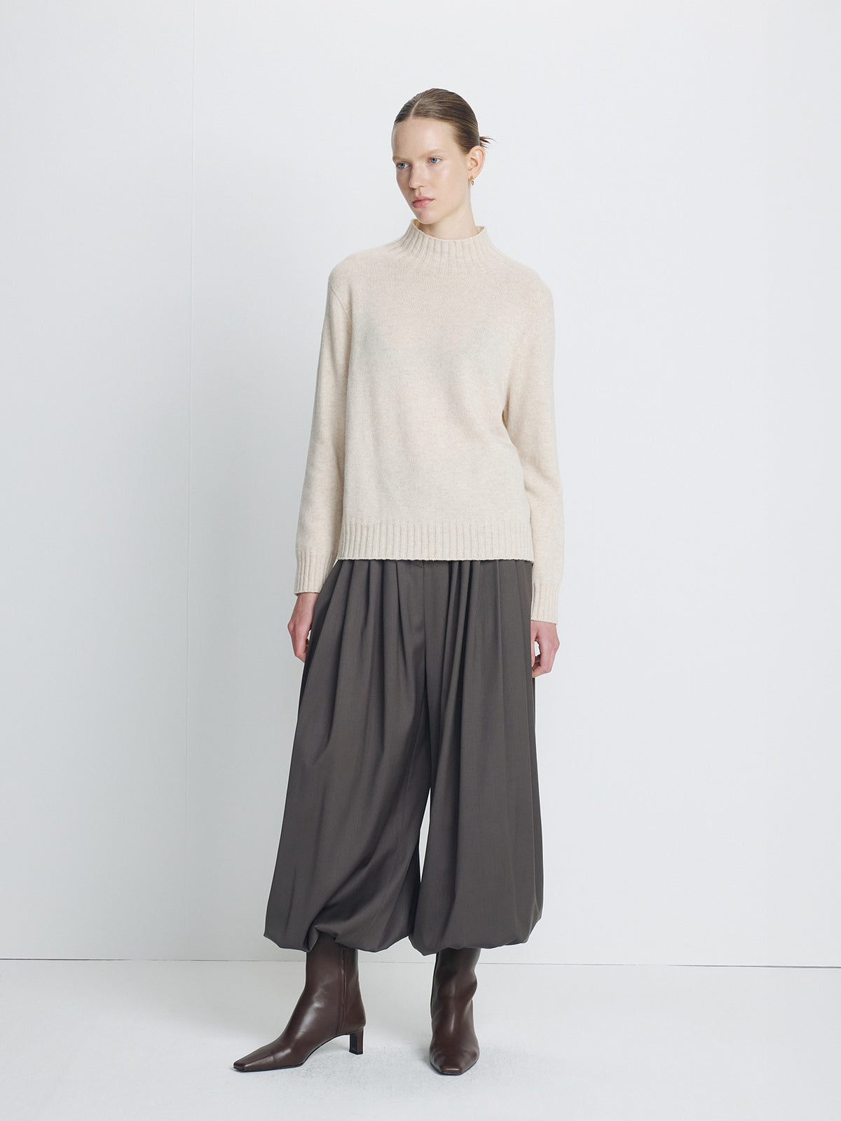 Tonywack - Wool Blend Oversiezed Turtleneck (Ecru/Beige) product image 1 | TRAB K-Fashion Australia