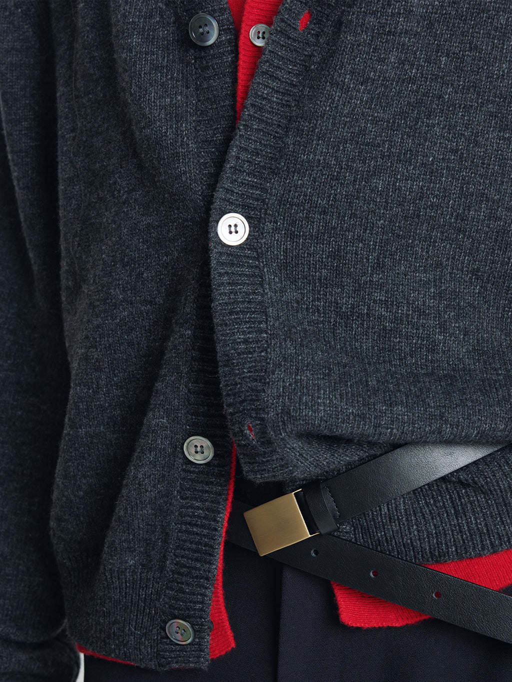 Tonywack - Wool And Cashmere Layered Cardigan (Charcoal/Red) product image 6 | TRAB K-Fashion Australia