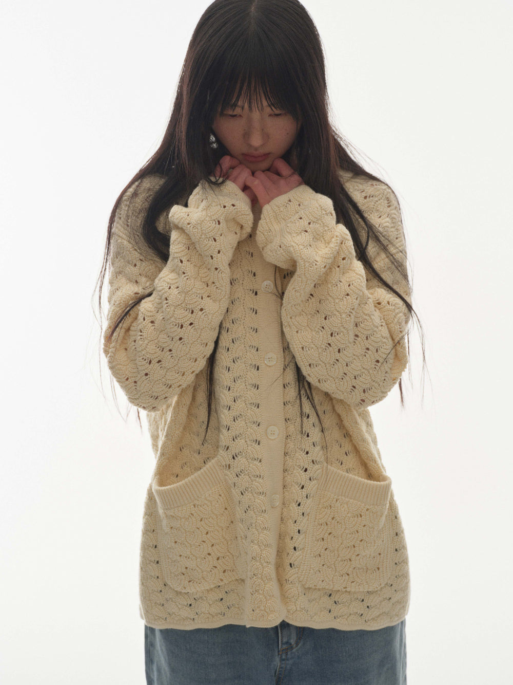 Coyseio - Wave Knit Cardigan (Ivory) product image 7 | TRAB K-Fashion Australia