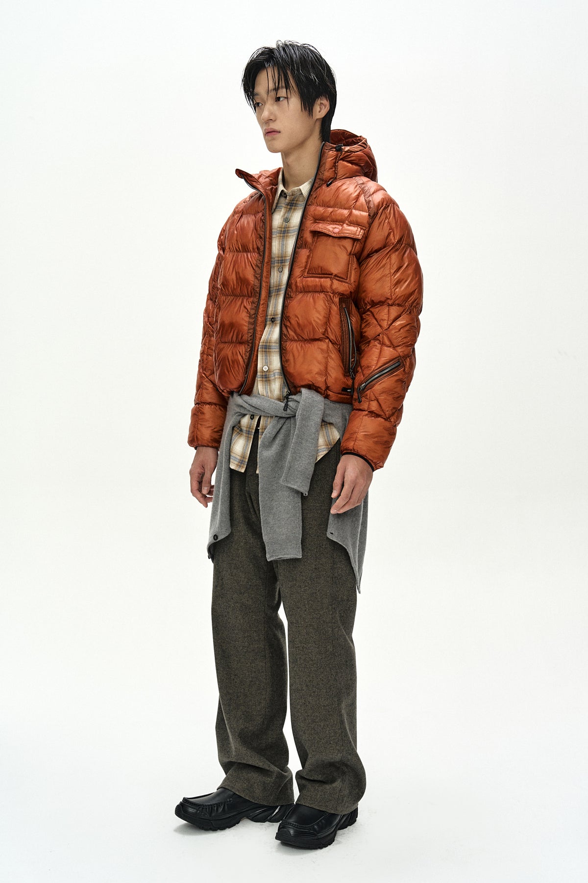 Andersson Bell - Double Waist Denim Wool Trousers (Grey/Indigo) product image 4 | TRAB K-Fashion Australia