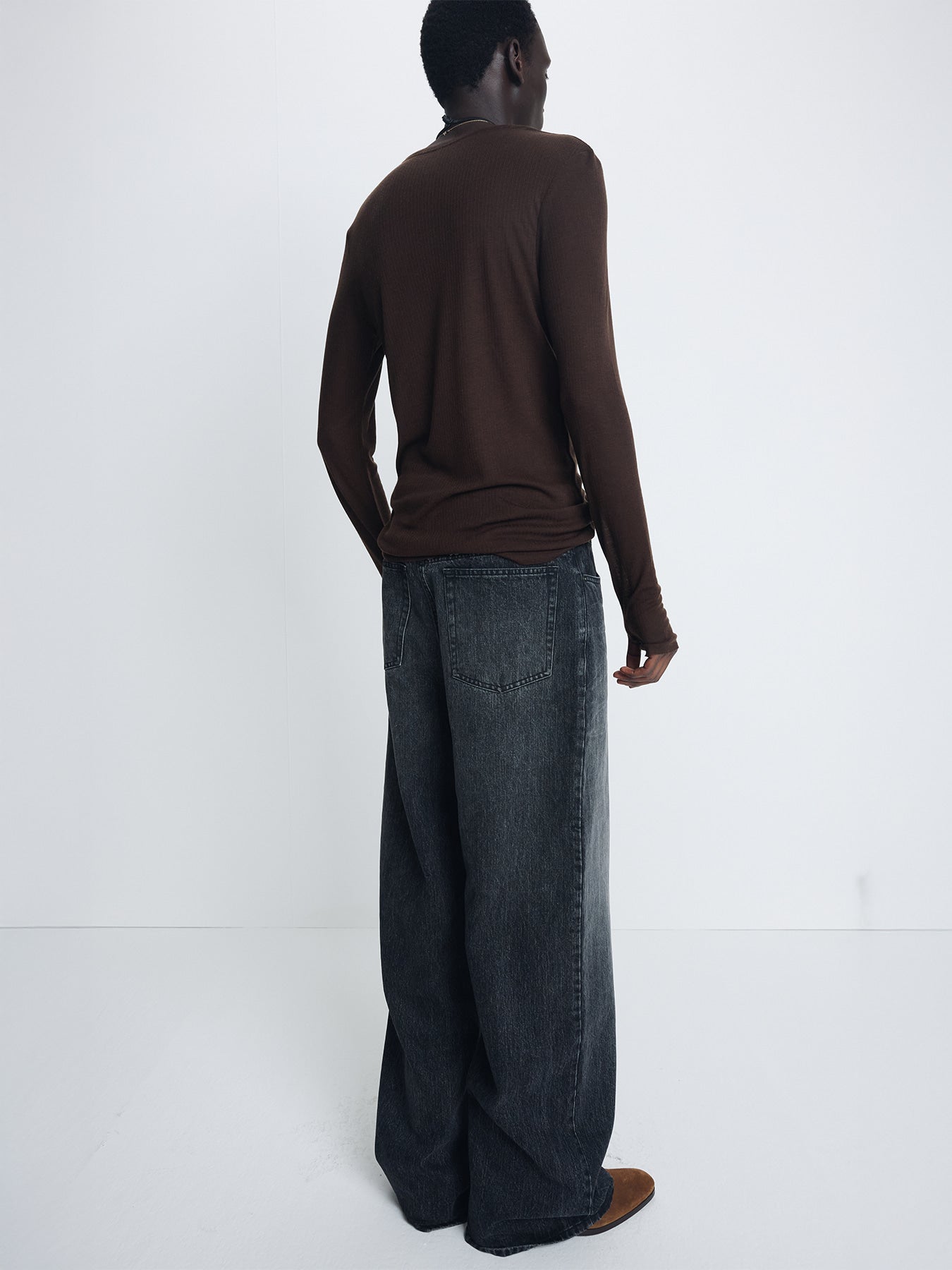 Tonywack - Wide-Leg Belted Denim Jeans (Faded Black) product image 4 | TRAB K-Fashion Australia