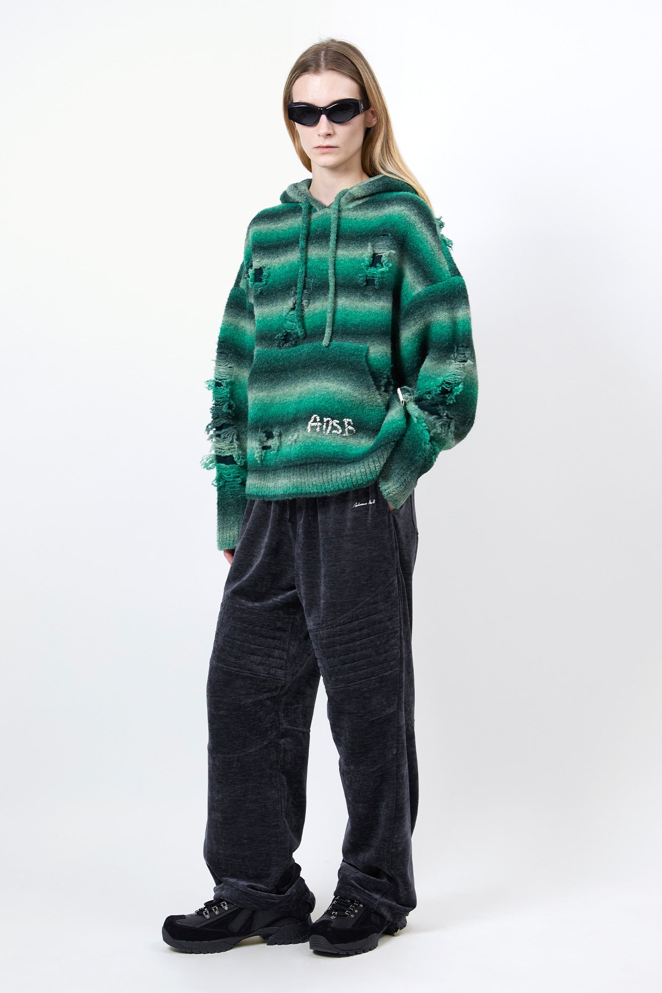 Andersson Bell - Unisex Gradient Distressed Hoodie (Green) product image 12 | TRAB K-Fashion Australia