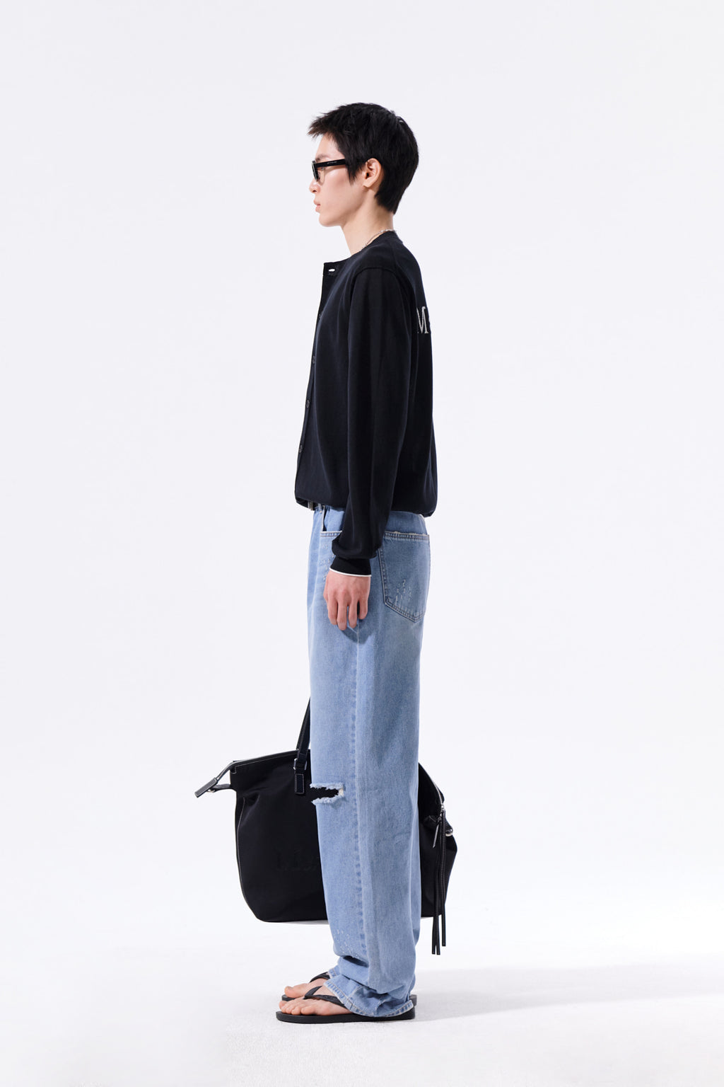 Matin Kim - Back Logo Sheer Cardigan (Black) product image 8 | TRAB K-Fashion Australia