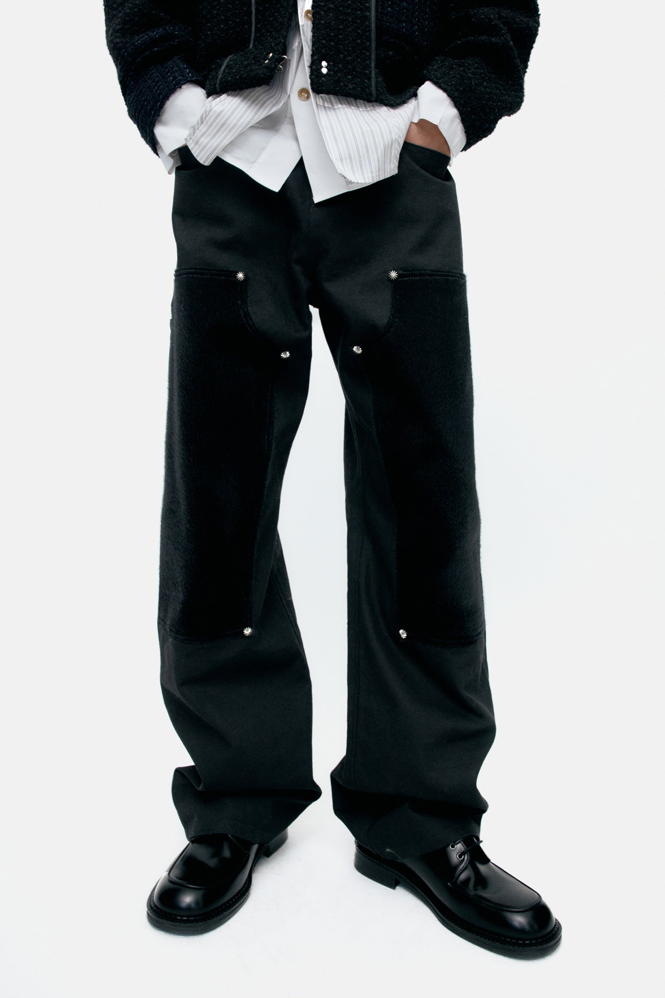 Andersson Bell - Faux Pony Hair Leather Carpenter Wide-Leg Jeans (Black) product image 4 | TRAB K-Fashion Australia