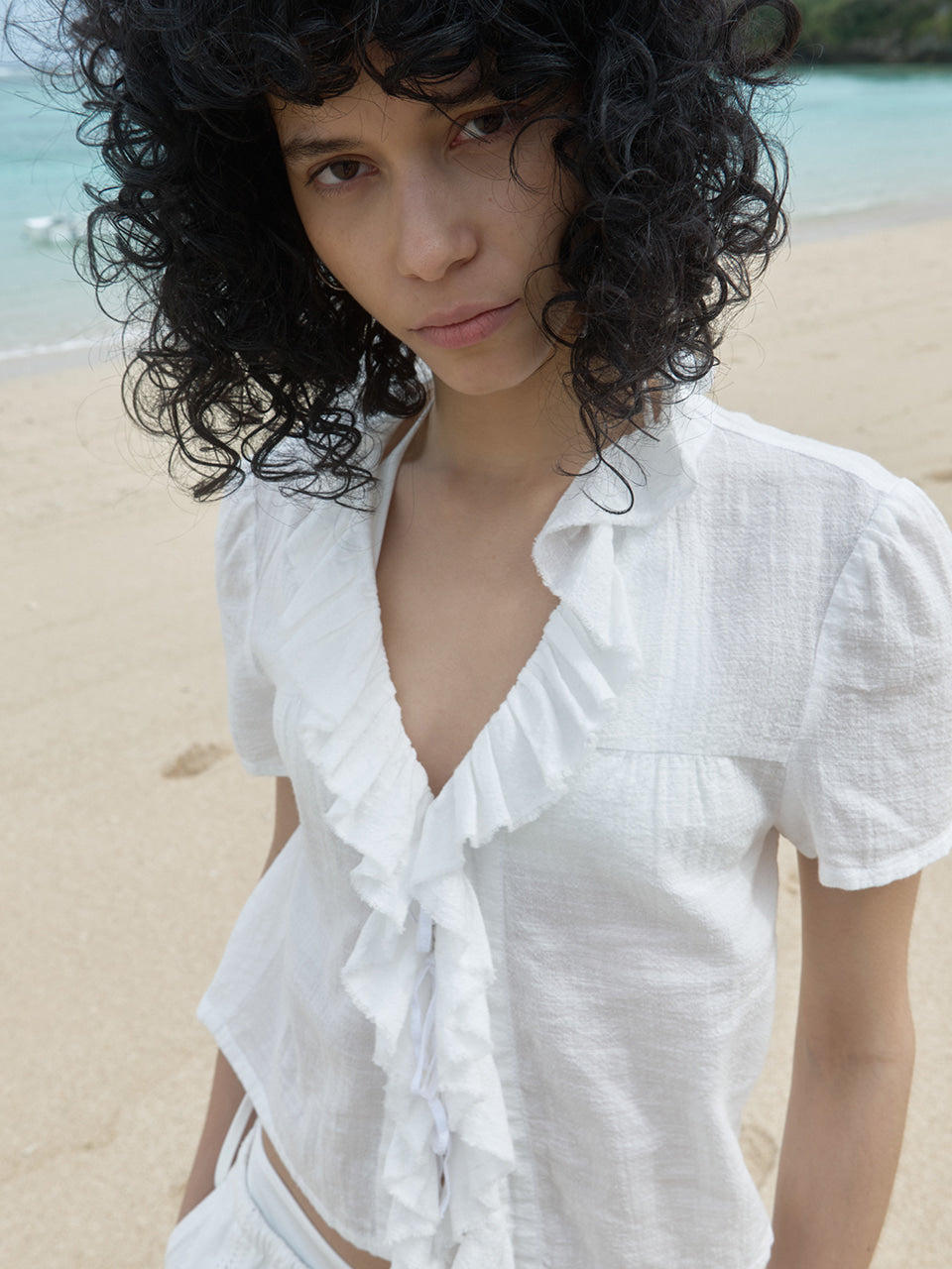 Kijun - Cotton Ruffle Blouse (Off-White) product image 4 | TRAB K-Fashion Australia