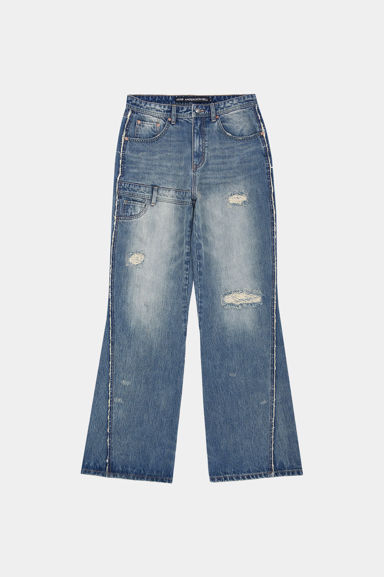 Andersson Bell - Unisex Re-Worked Embroidery Flare Jeans (blue) (Blue) product image 13 | TRAB K-Fashion Australia