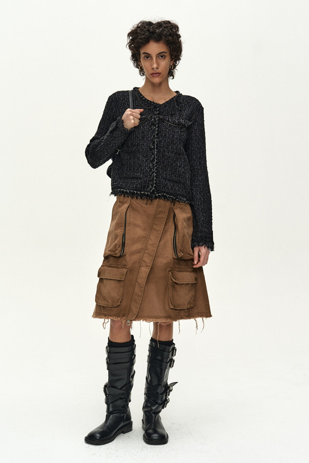 Andersson Bell - Cargo Pocket Wrap Skirt (Brown) product image 1 | TRAB K-Fashion Australia