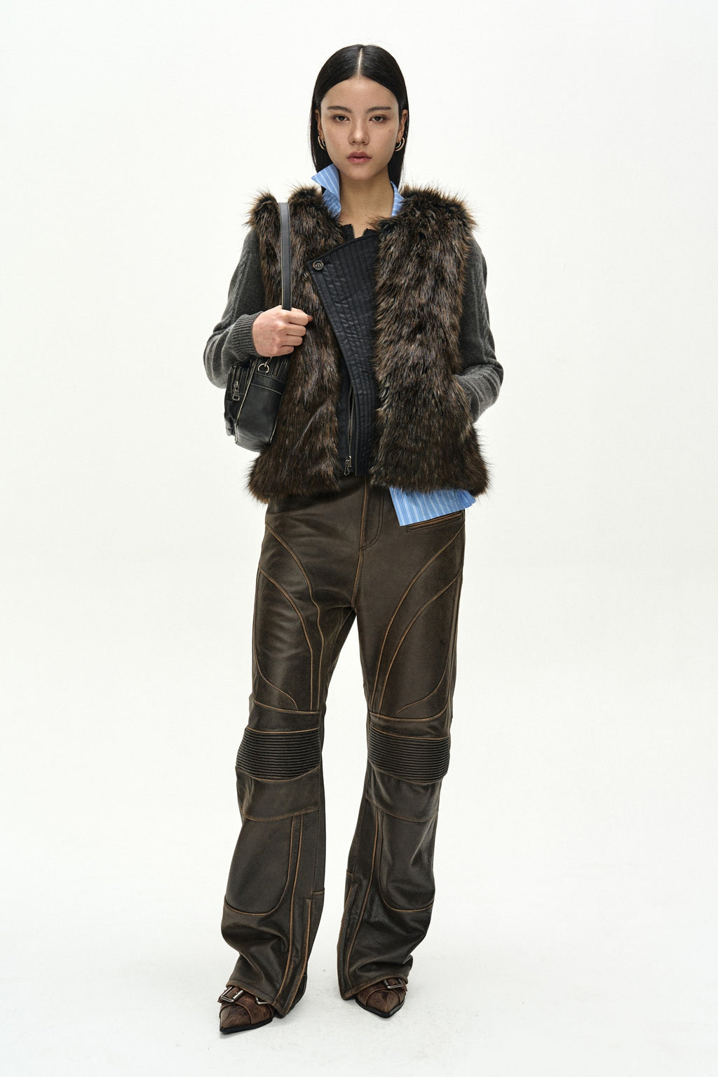 Andersson Bell - Unisex Curved Placket Reversible Vest (Brown/Khaki) product image 2 | TRAB K-Fashion Australia