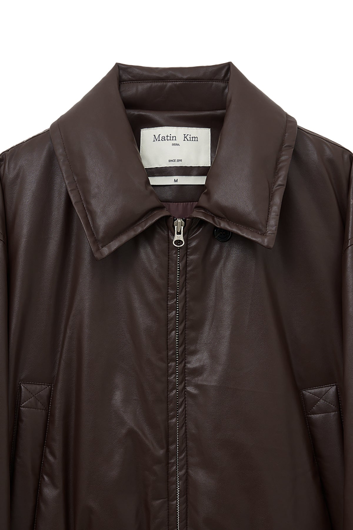 Matin Kim - Faux Leather Down Jumper (Brown) product image 4 | TRAB K-Fashion Australia