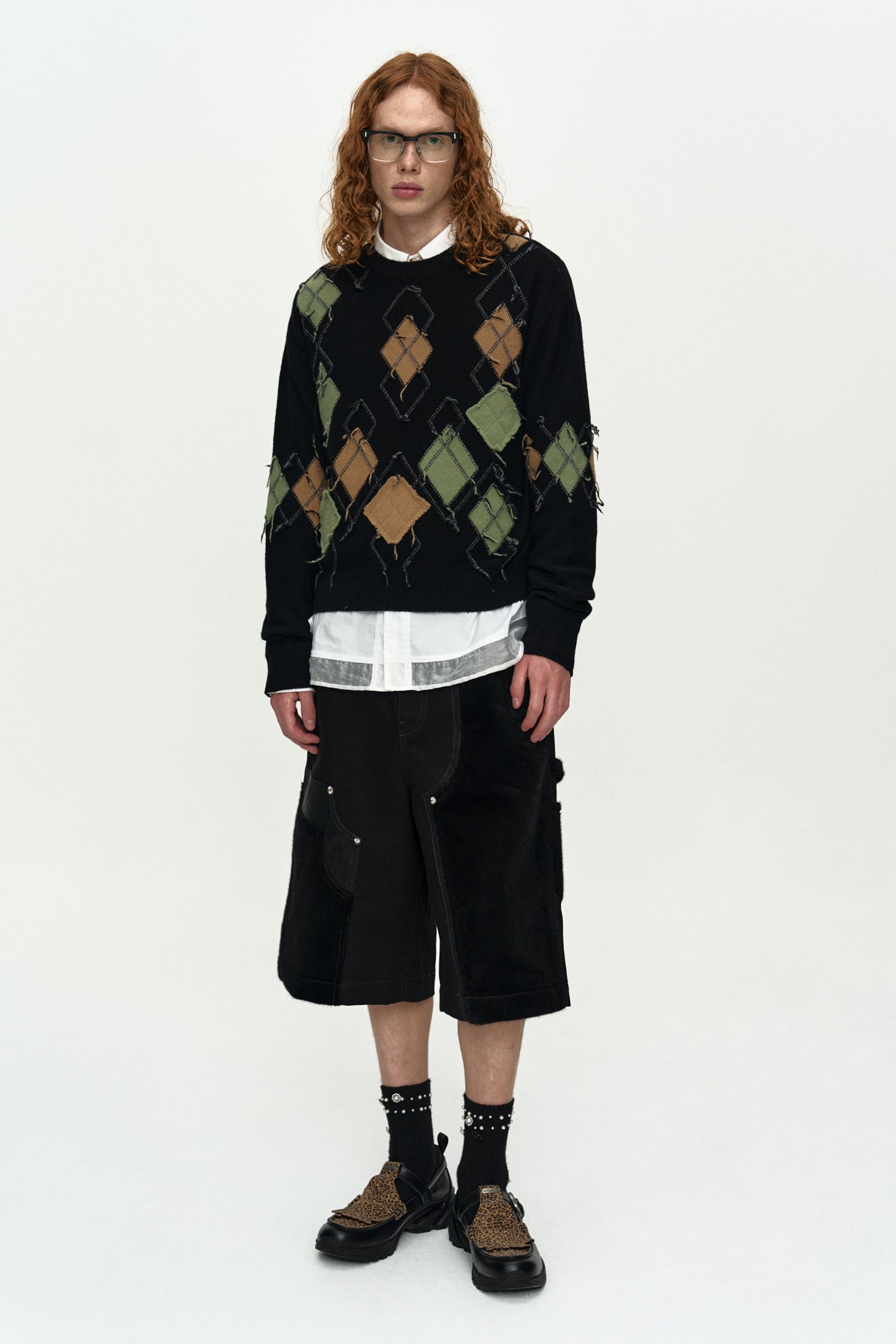 Andersson Bell - Tom Argyle Crew-Neck Sweater (Black) product image 6 | TRAB K-Fashion Australia