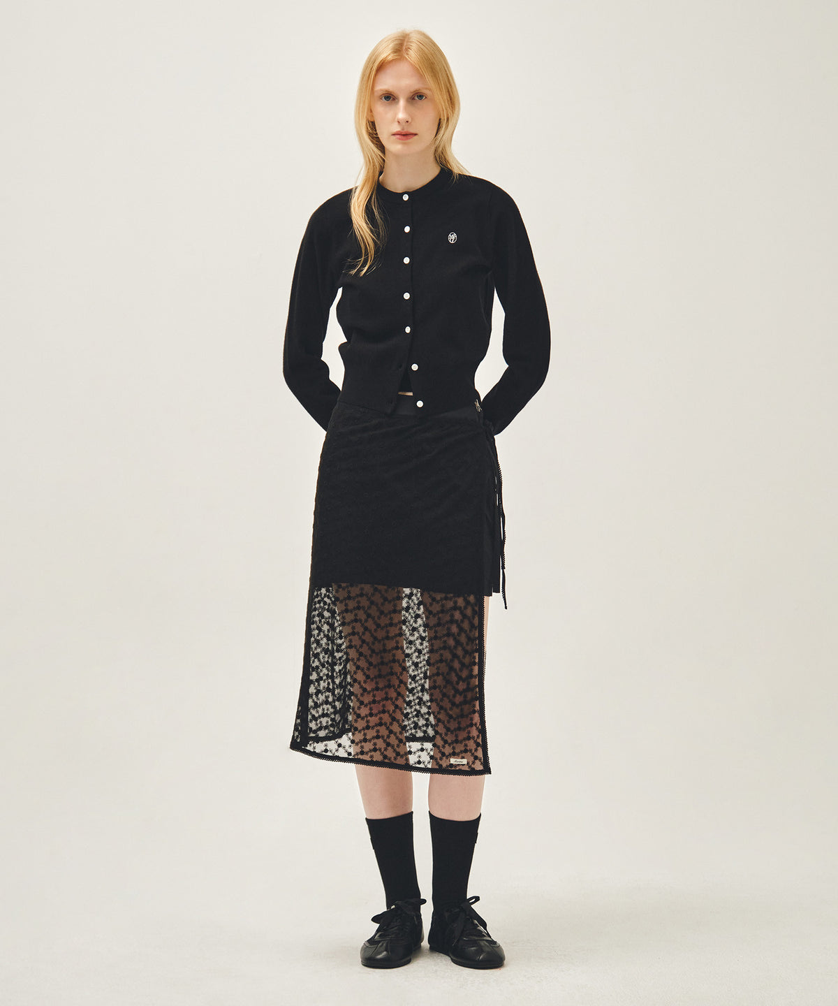 Marithe & Francois Girbaud - Basic Knit Cardigan Setup (Black) product image 6 | TRAB K-Fashion Australia