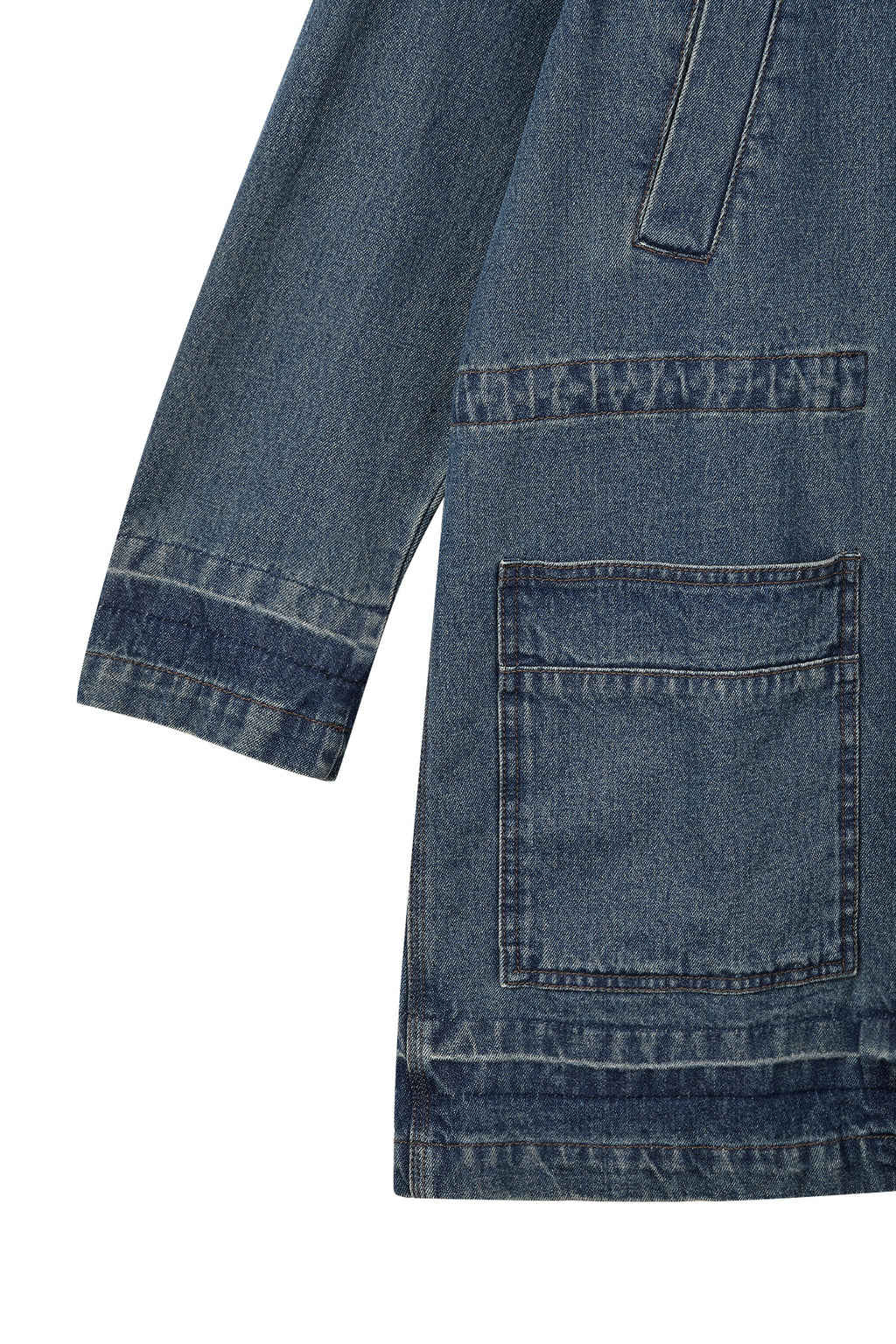 Matin Kim - Pocket Point Midi Denim Jumper (Blue) product image 4 | TRAB K-Fashion Australia