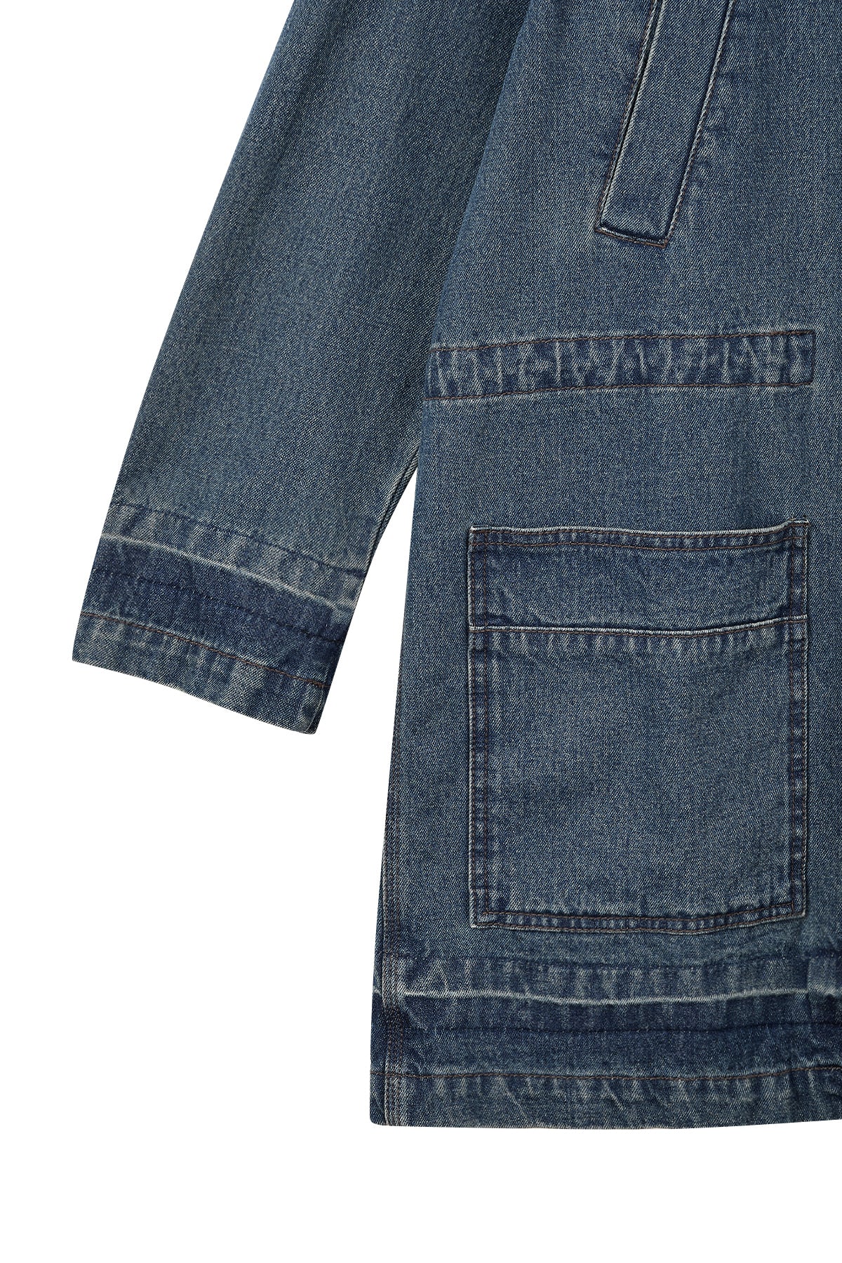 Matin Kim - Pocket Point Midi Denim Jumper (Blue) product image 4 | TRAB K-Fashion Australia