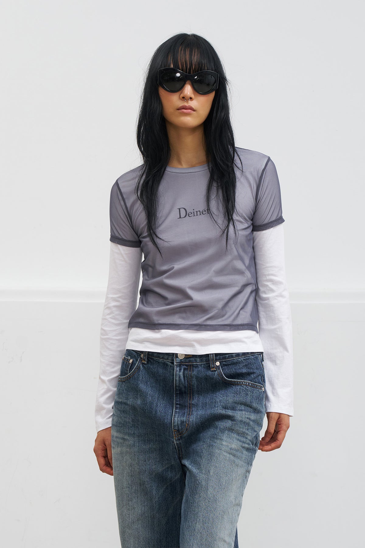 Deinet - See-Through Layered Long Sleeve (Grey) product image 5 | TRAB K-Fashion Australia