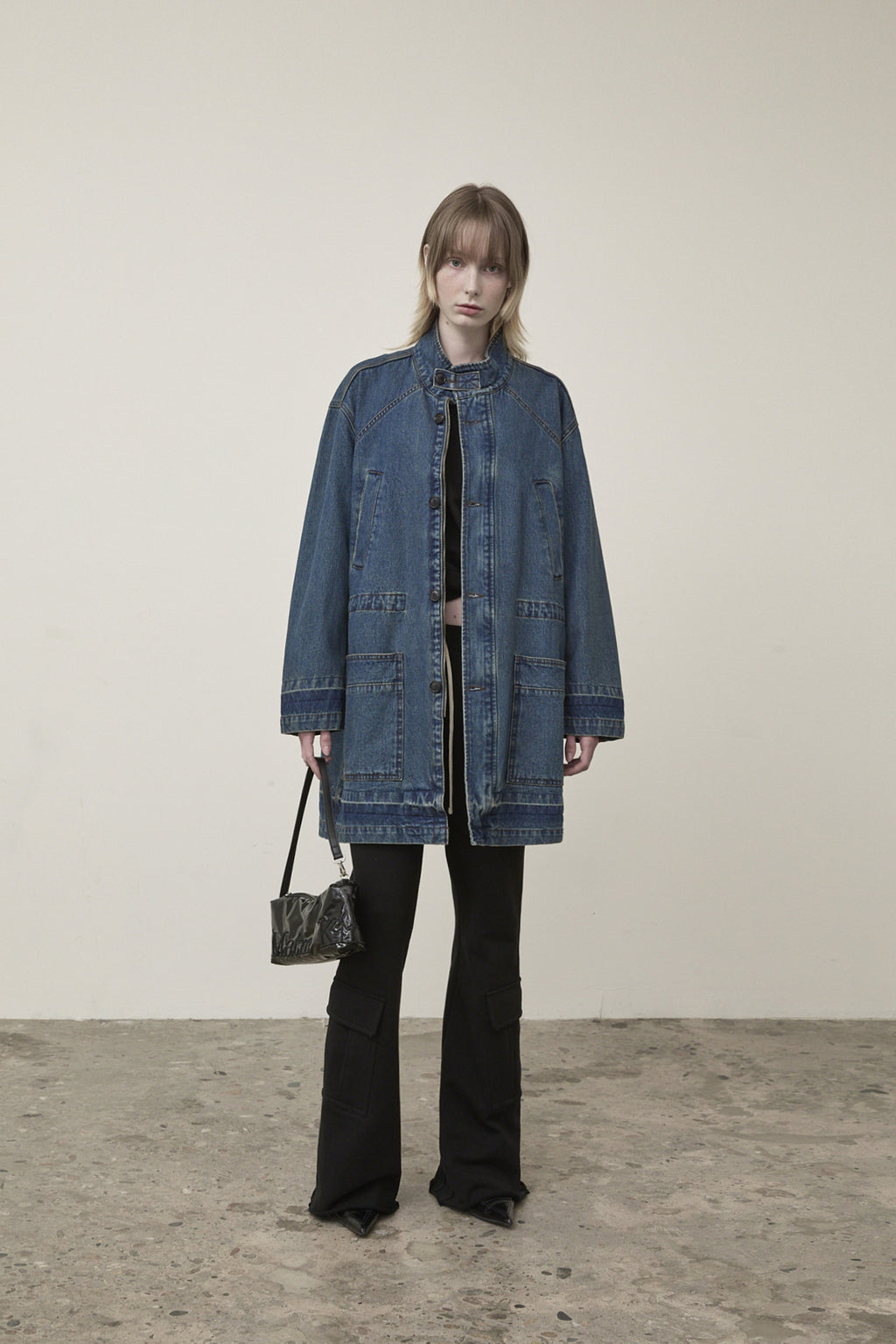 Matin Kim - Pocket Point Midi Denim Jumper (Blue) product image 8 | TRAB K-Fashion Australia