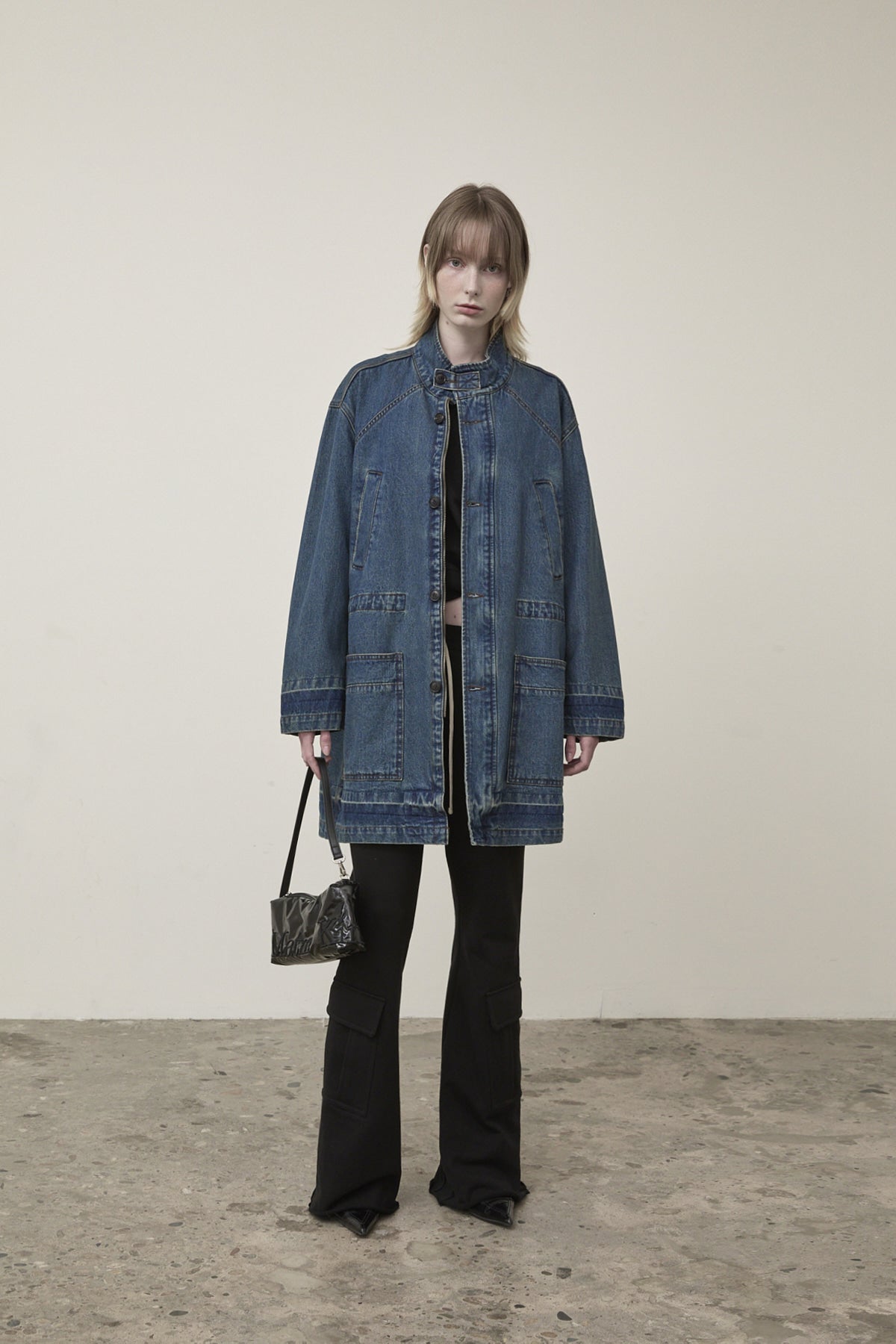 Matin Kim - Pocket Point Midi Denim Jumper (Blue) product image 8 | TRAB K-Fashion Australia