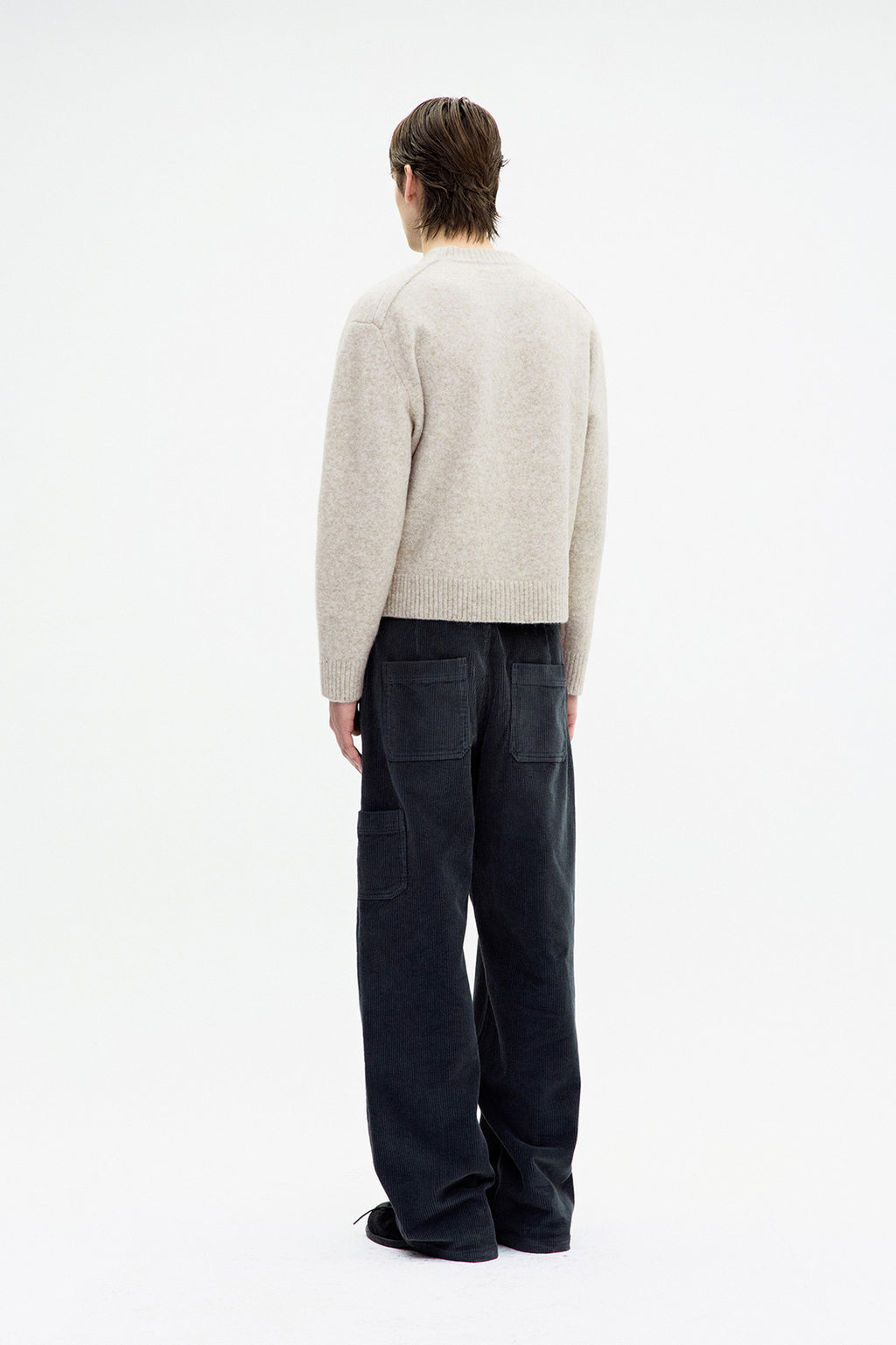 Coor - Wool Blend Hairy V-Neck Sweater (Ivory) product image 4 | TRAB K-Fashion Australia