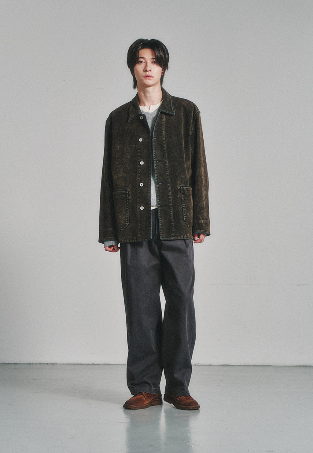 Art if acts - Flocked Denim French Work Jacket (Mud Indigo) product image 2 | TRAB K-Fashion Australia