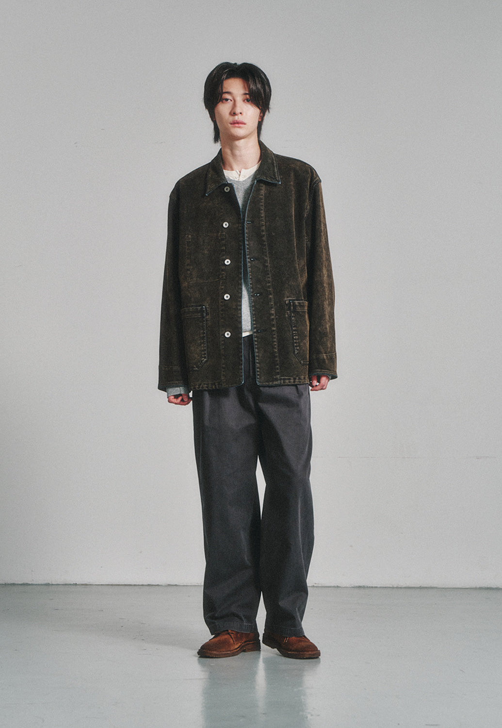 Art if acts - Flocked Denim French Work Jacket (Mud Indigo) product image 2 | TRAB K-Fashion Australia