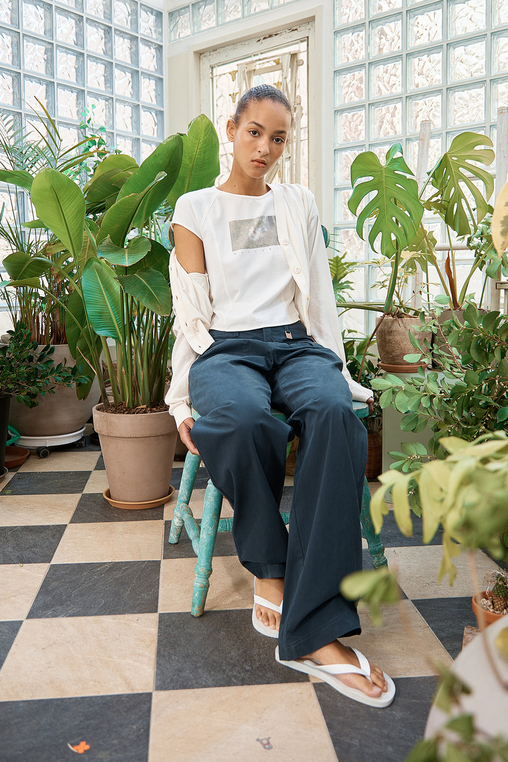 Matin Kim - Back Logo See Through Cardigan (Ivory) product image 9 | TRAB K-Fashion Australia