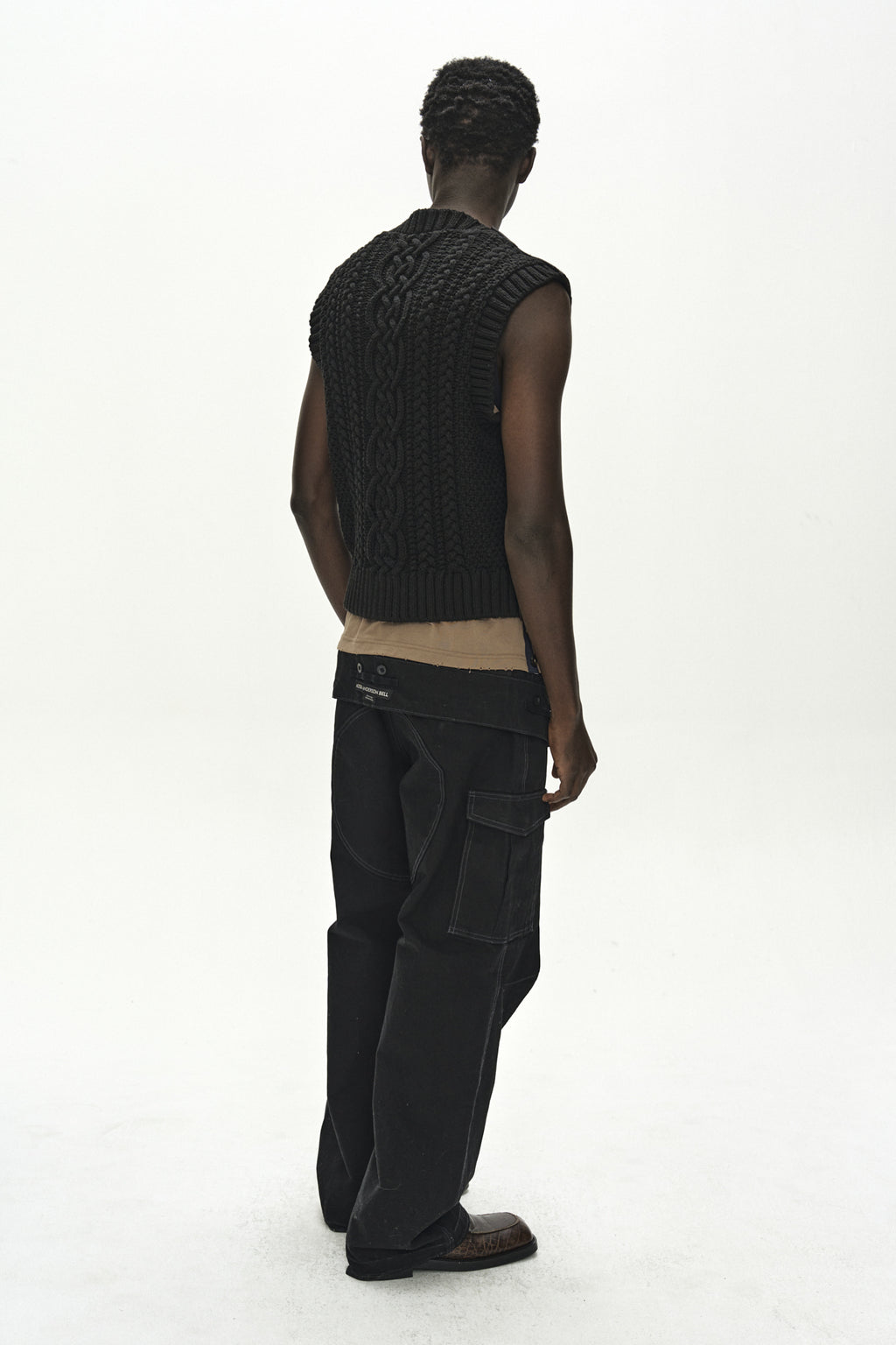 Andersson Bell - Back Knit Patchwork Leather Vest (Brown) product image 4 | TRAB K-Fashion Australia