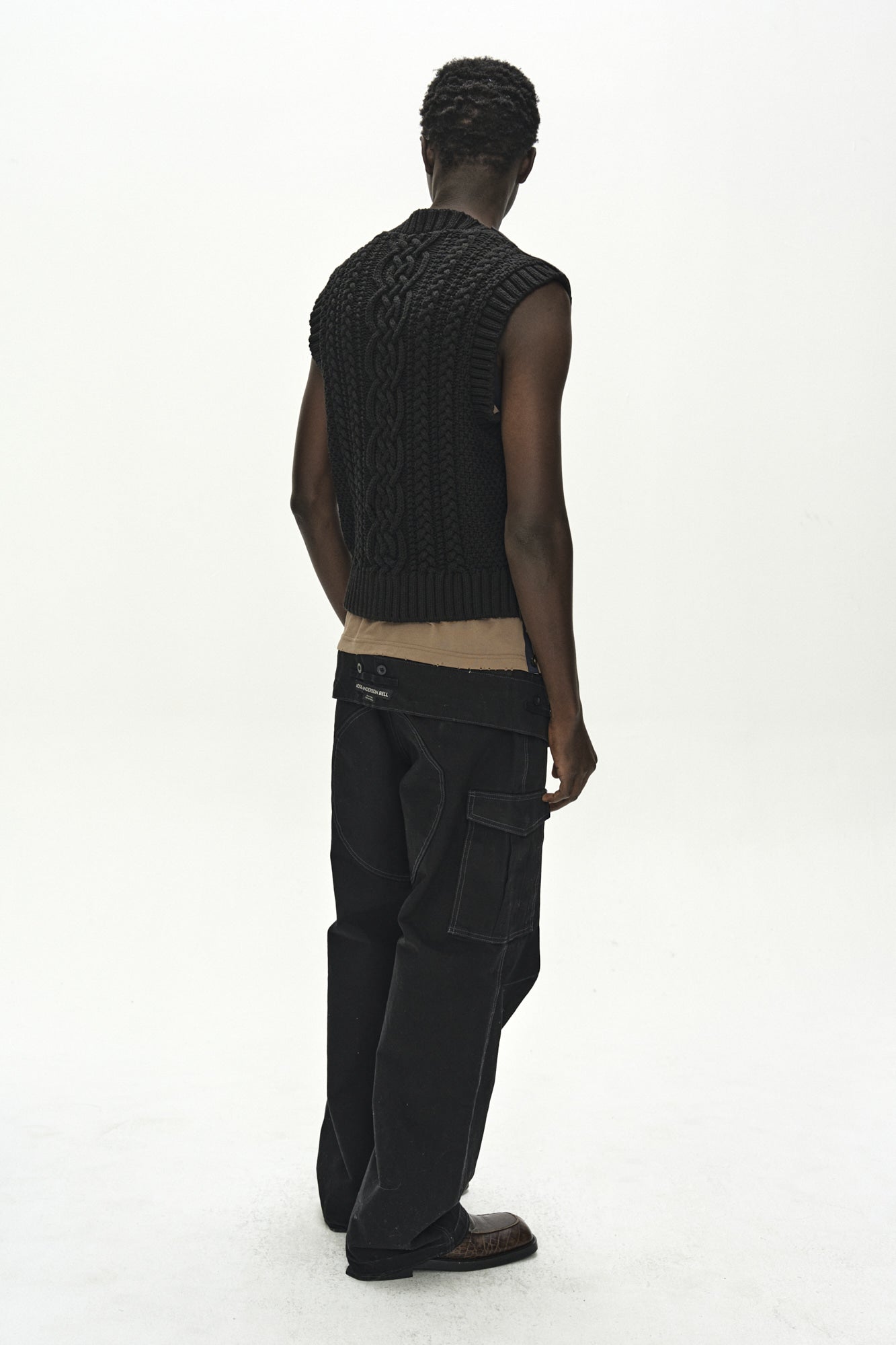 Andersson Bell - Back Knit Patchwork Leather Vest (Brown) product image 4 | TRAB K-Fashion Australia