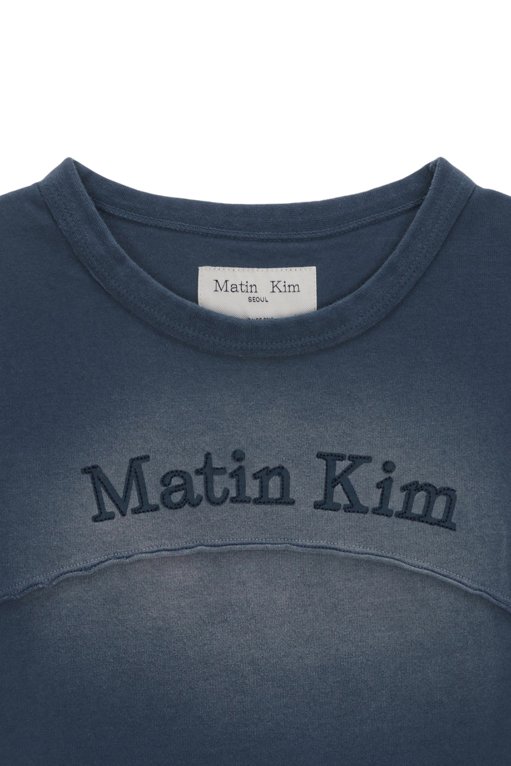 Matin Kim - Pigment Cut Out Logo Crop Top (Smoke Blue) product image 3 | TRAB K-Fashion Australia