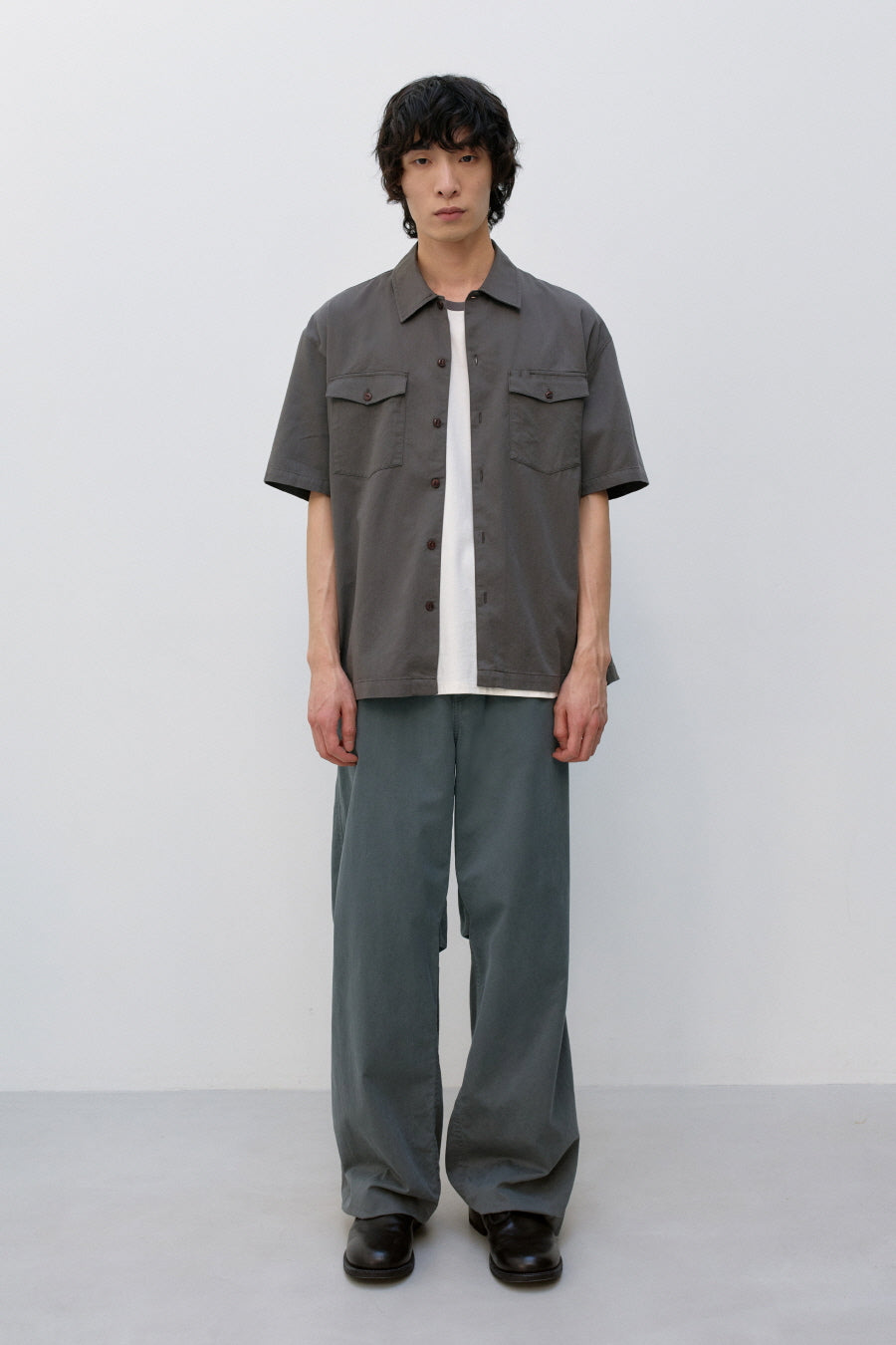 Insilence - Cotton Tencel Fatigue Shirt (Ash Brown) product image 1 | TRAB K-Fashion Australia