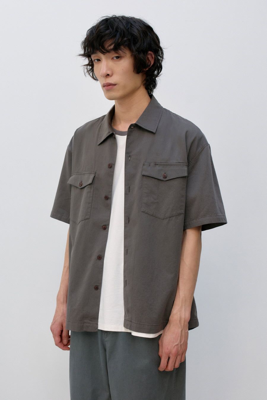 Insilence - Cotton Tencel Fatigue Shirt (Ash Brown) product image 5 | TRAB K-Fashion Australia