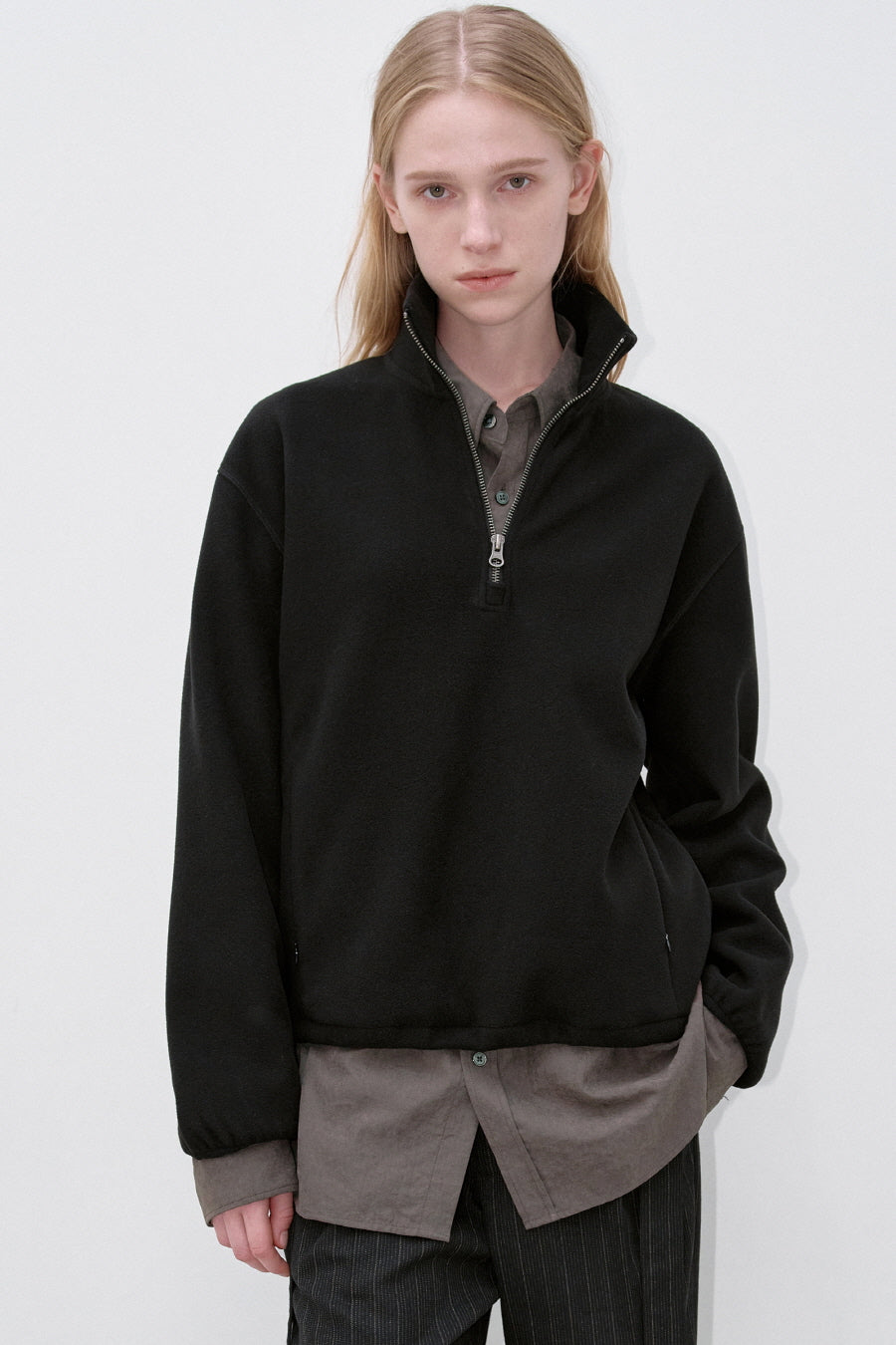 Insilence - Classic Fleece Quarter-Zip (Black) product image 1 | TRAB K-Fashion Australia
