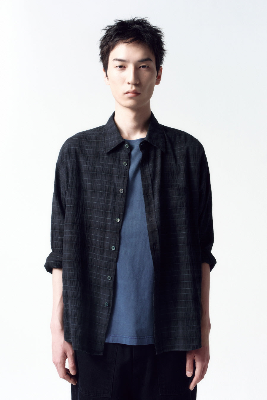 Insilence - Garment Dyed Check Shirt (Charcoal) product image 1 | TRAB K-Fashion Australia