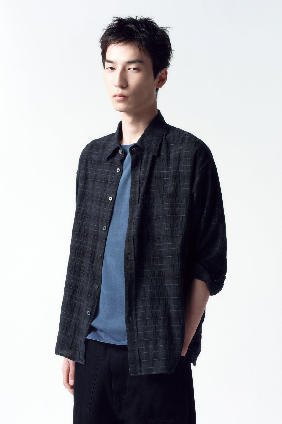 Insilence - Garment Dyed Check Shirt (Charcoal) product image 6 | TRAB K-Fashion Australia