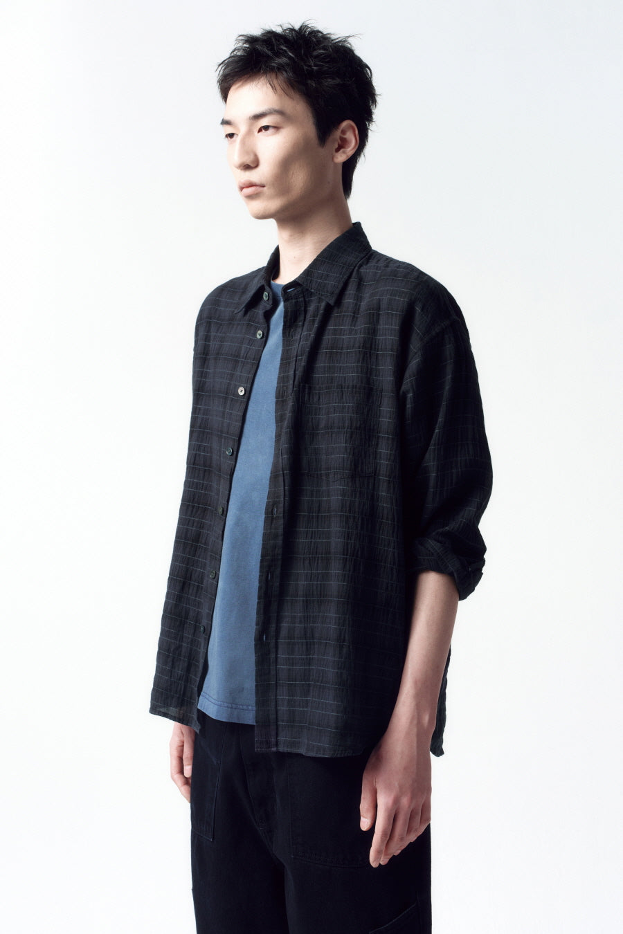 Insilence - Garment Dyed Check Shirt (Charcoal) product image 4 | TRAB K-Fashion Australia